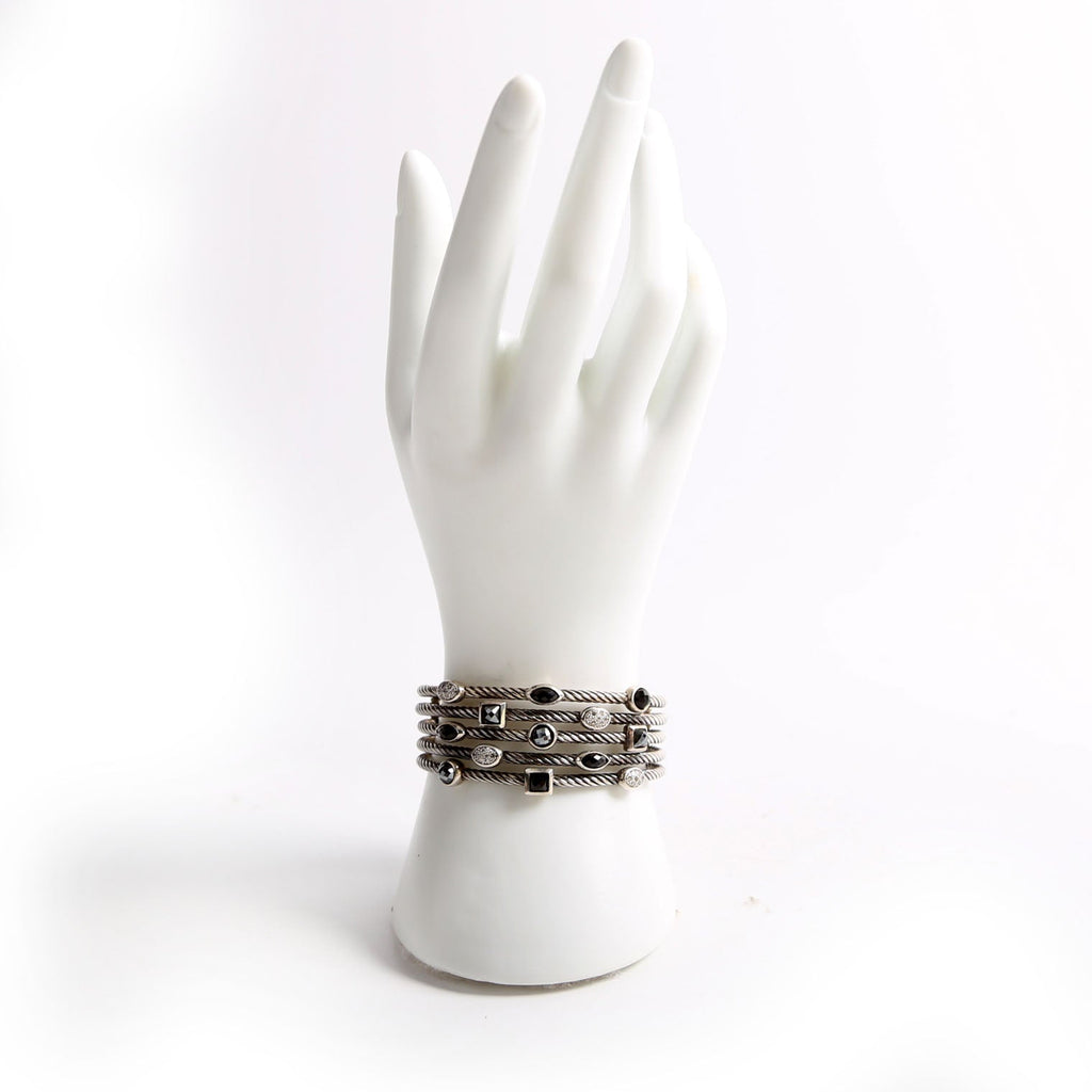 Confetti 5 Row Cuff Bracelet 925/Hematite/Diamond/Onyx