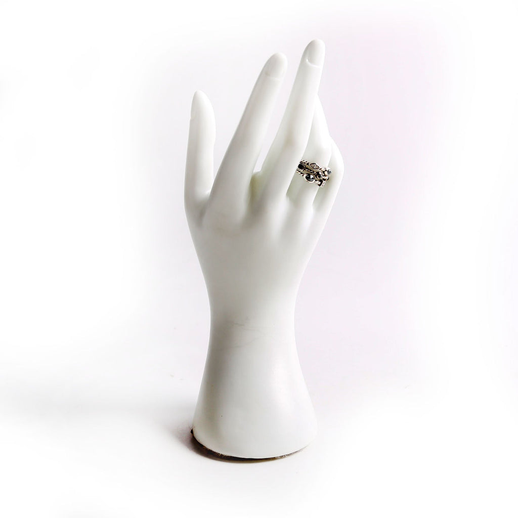 Confetti 3 Row Ring Size 7 925/Hematite/Diamond/Onyx