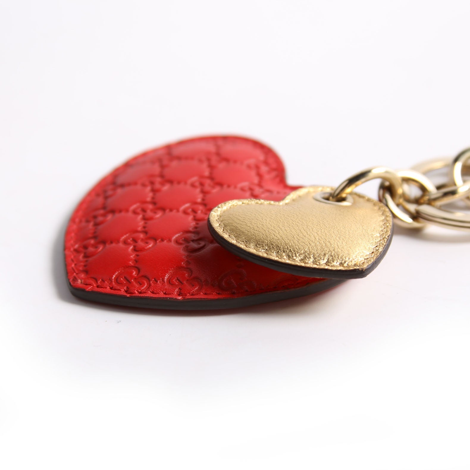 Double Heart Micro Guccissima Bag Charm Red/Gold