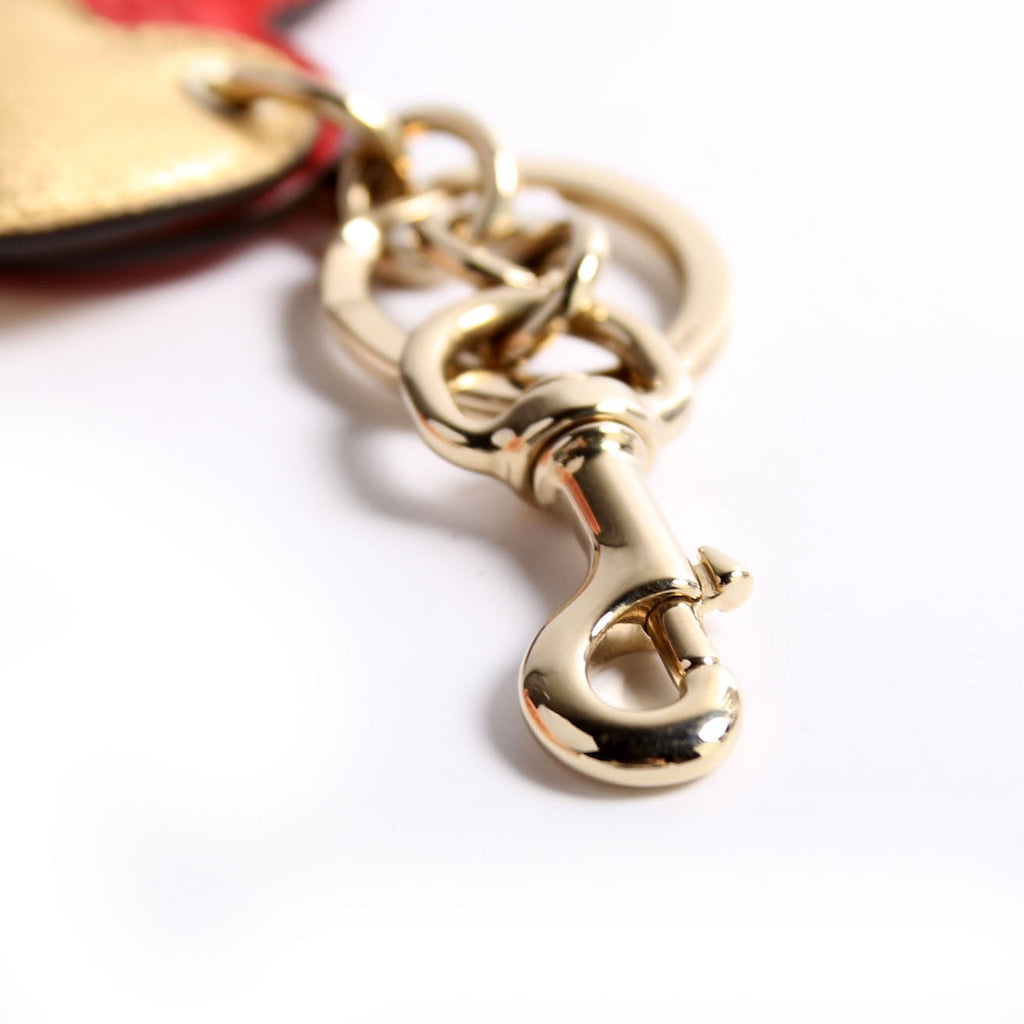 Double Heart Micro Guccissima Bag Charm Red/Gold