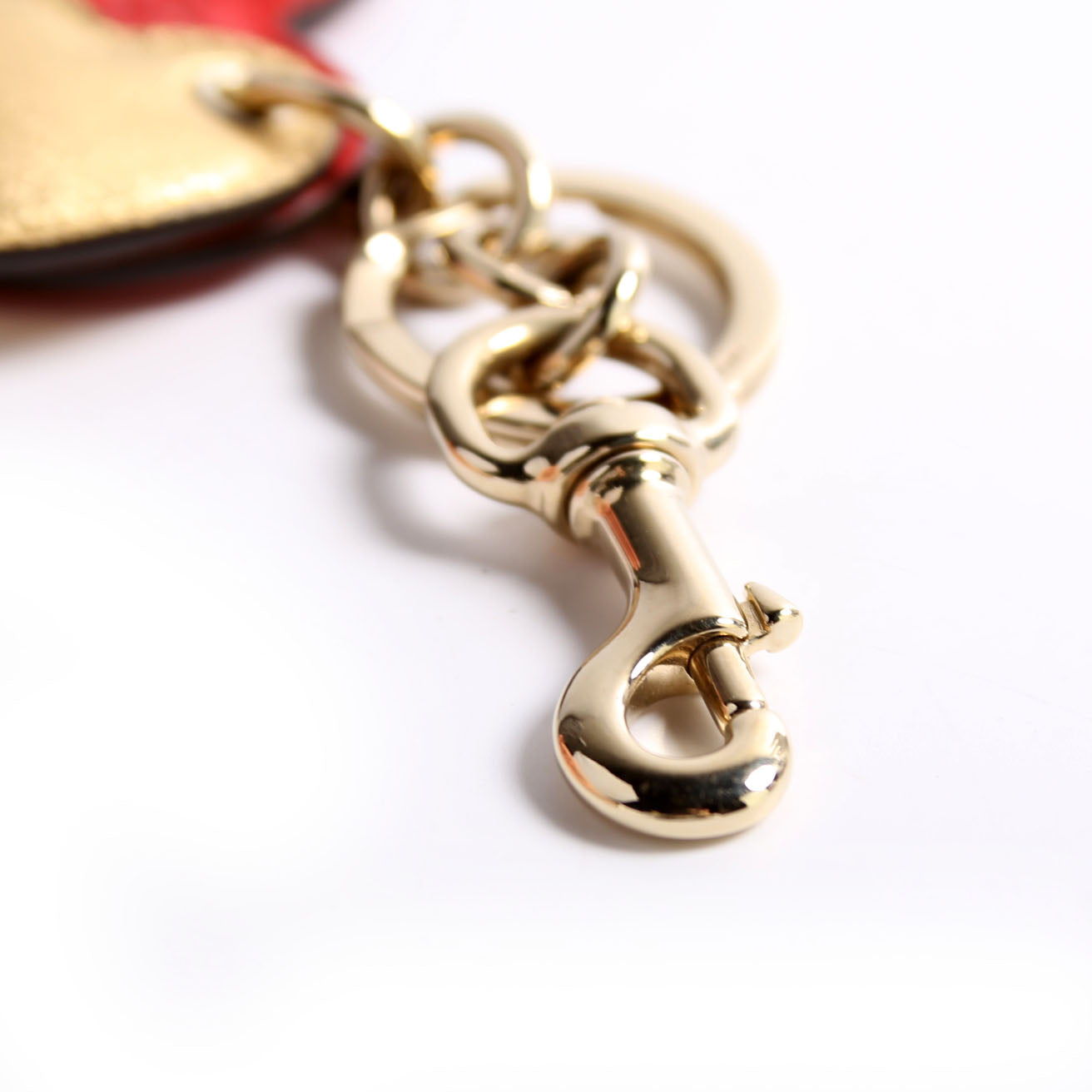Double Heart Micro Guccissima Bag Charm Red/Gold
