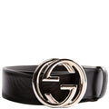 774153 Interlocking GG Leather Belt Size 90/36 Black