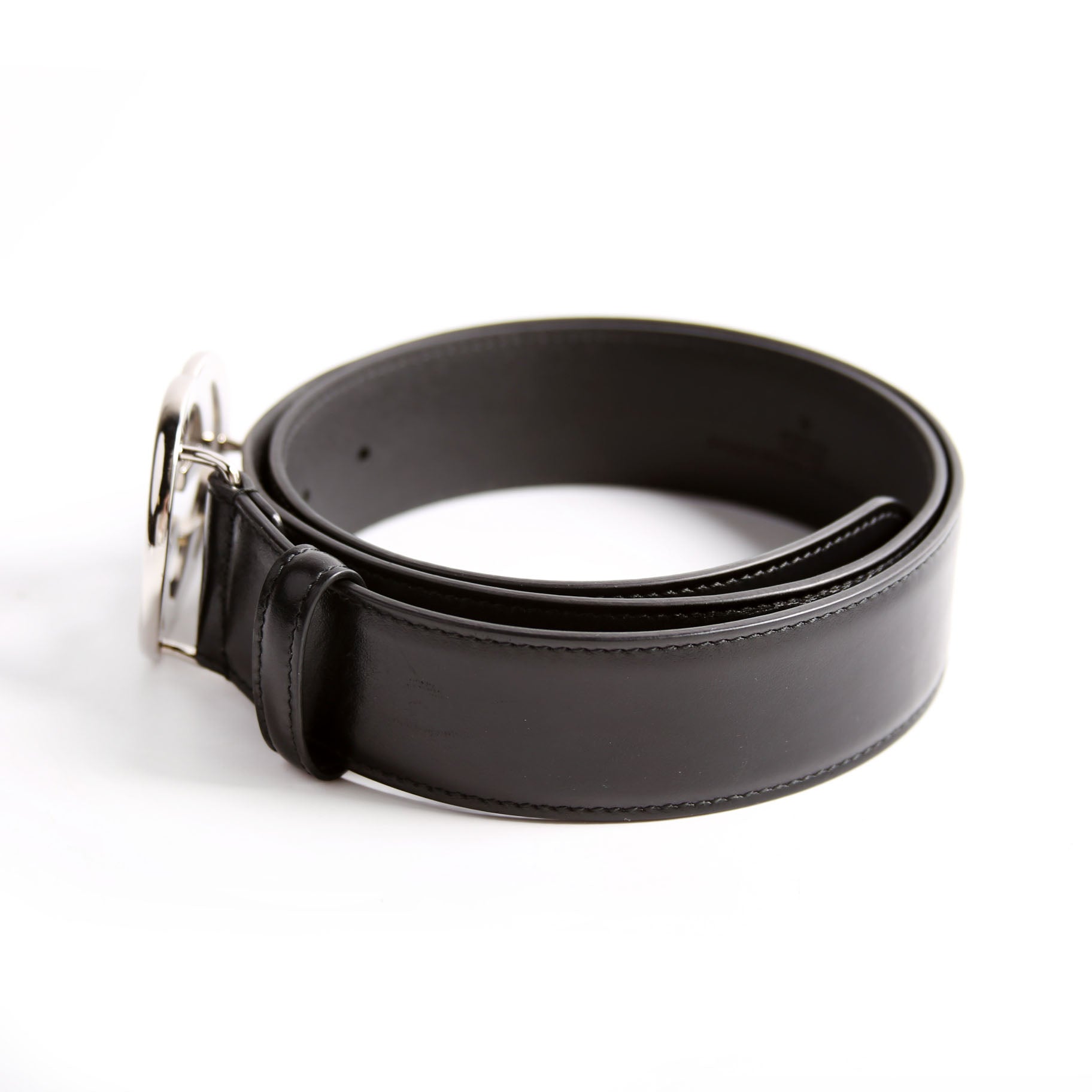 774153 Interlocking GG Leather Belt Size 90/36 Black