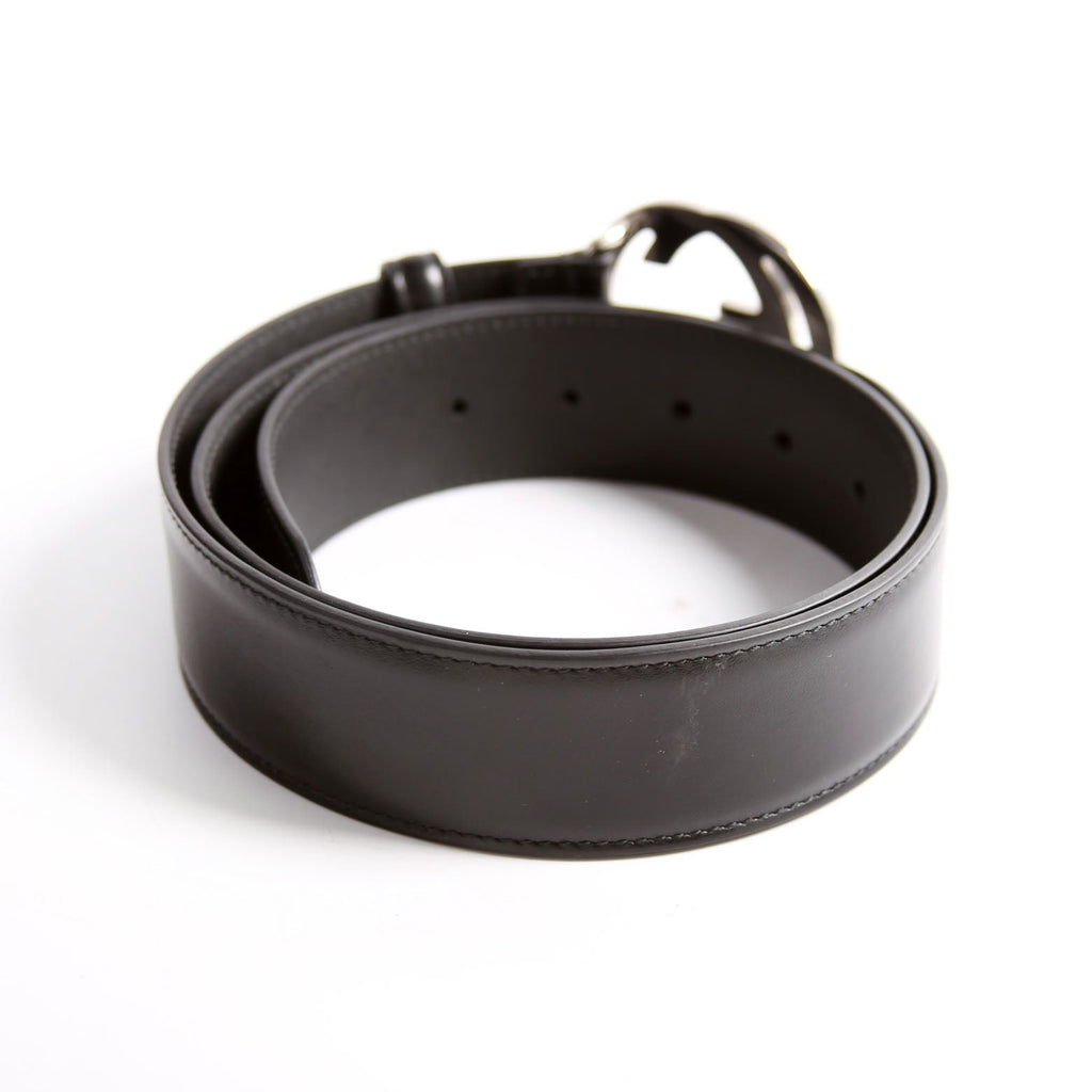 774153 Interlocking GG Leather Belt Size 90/36 Black