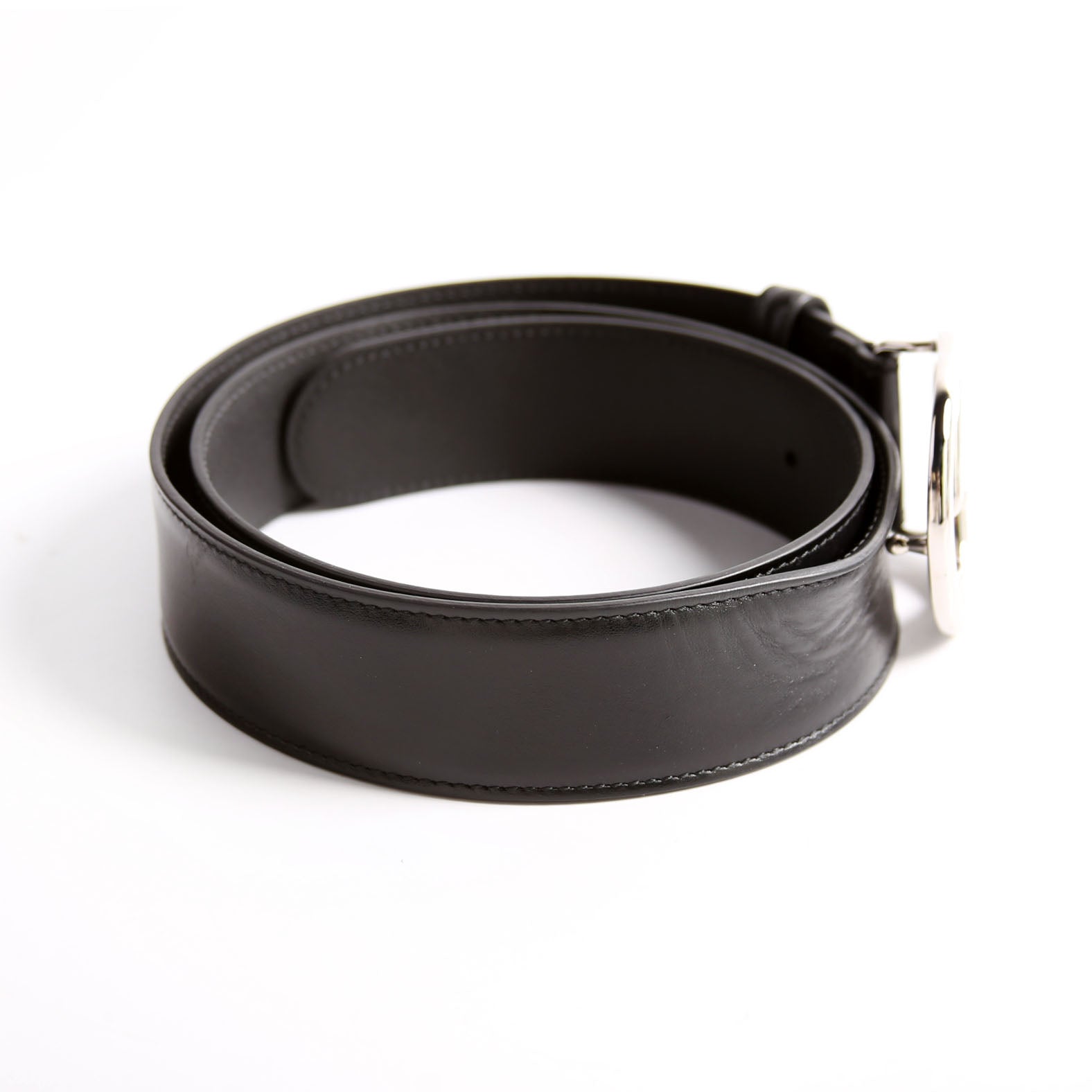 774153 Interlocking GG Leather Belt Size 90/36 Black