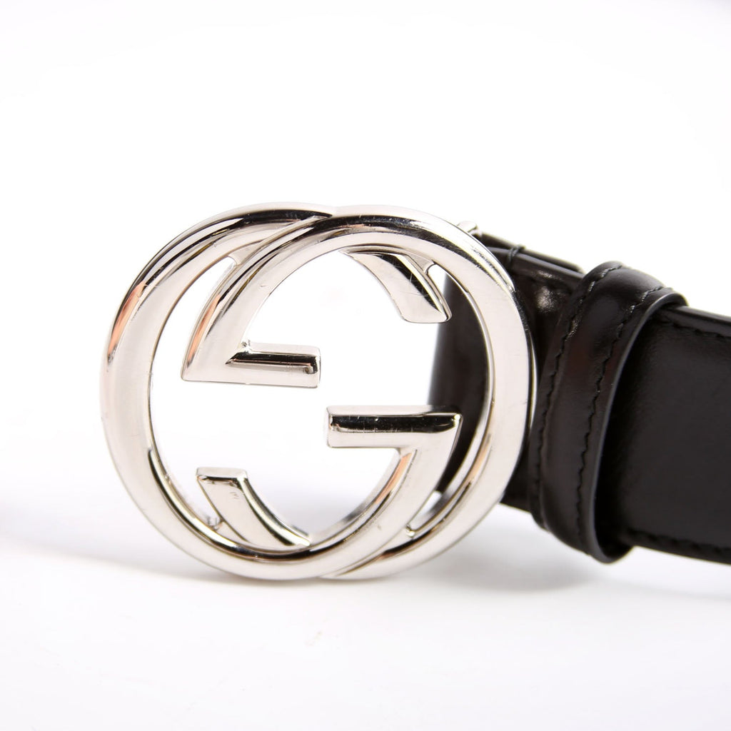 774153 Interlocking GG Leather Belt Size 90/36 Black
