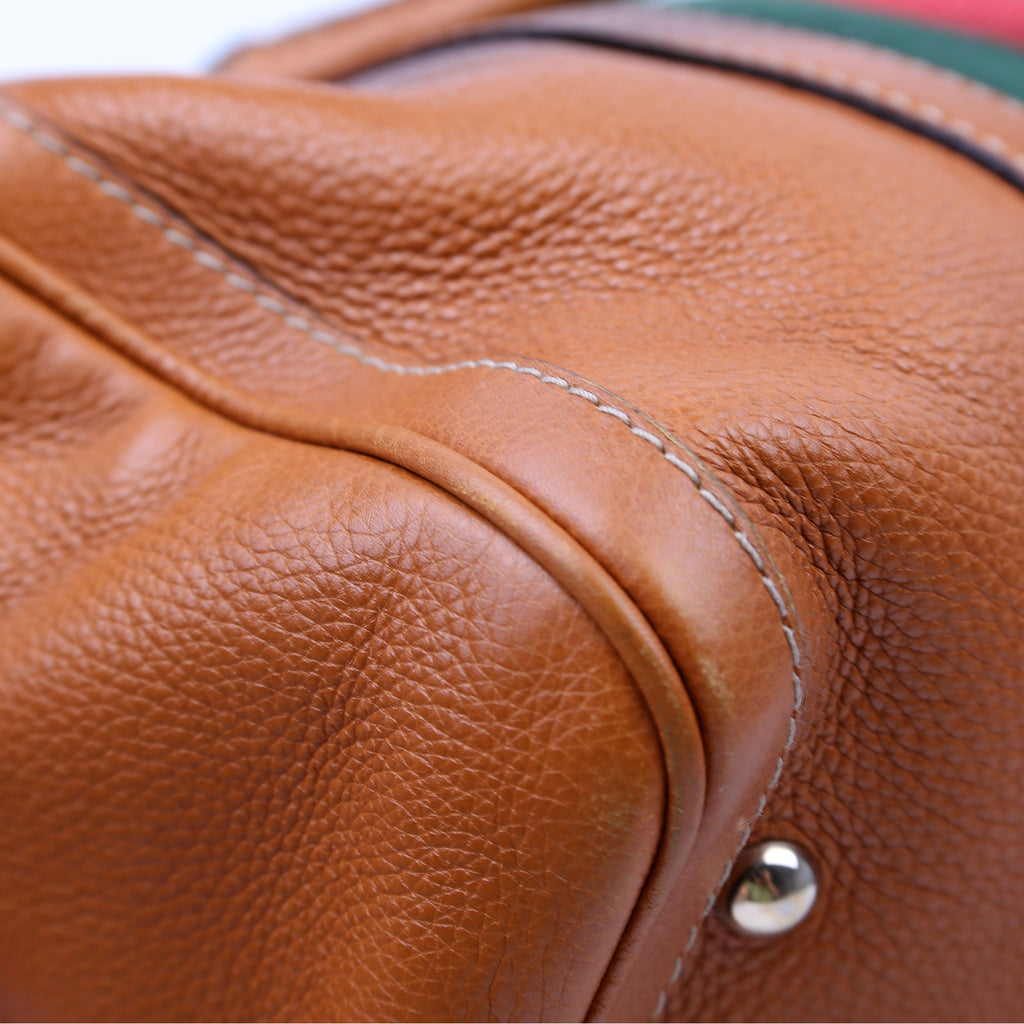 247205 Boston Bag Web Leather Brown