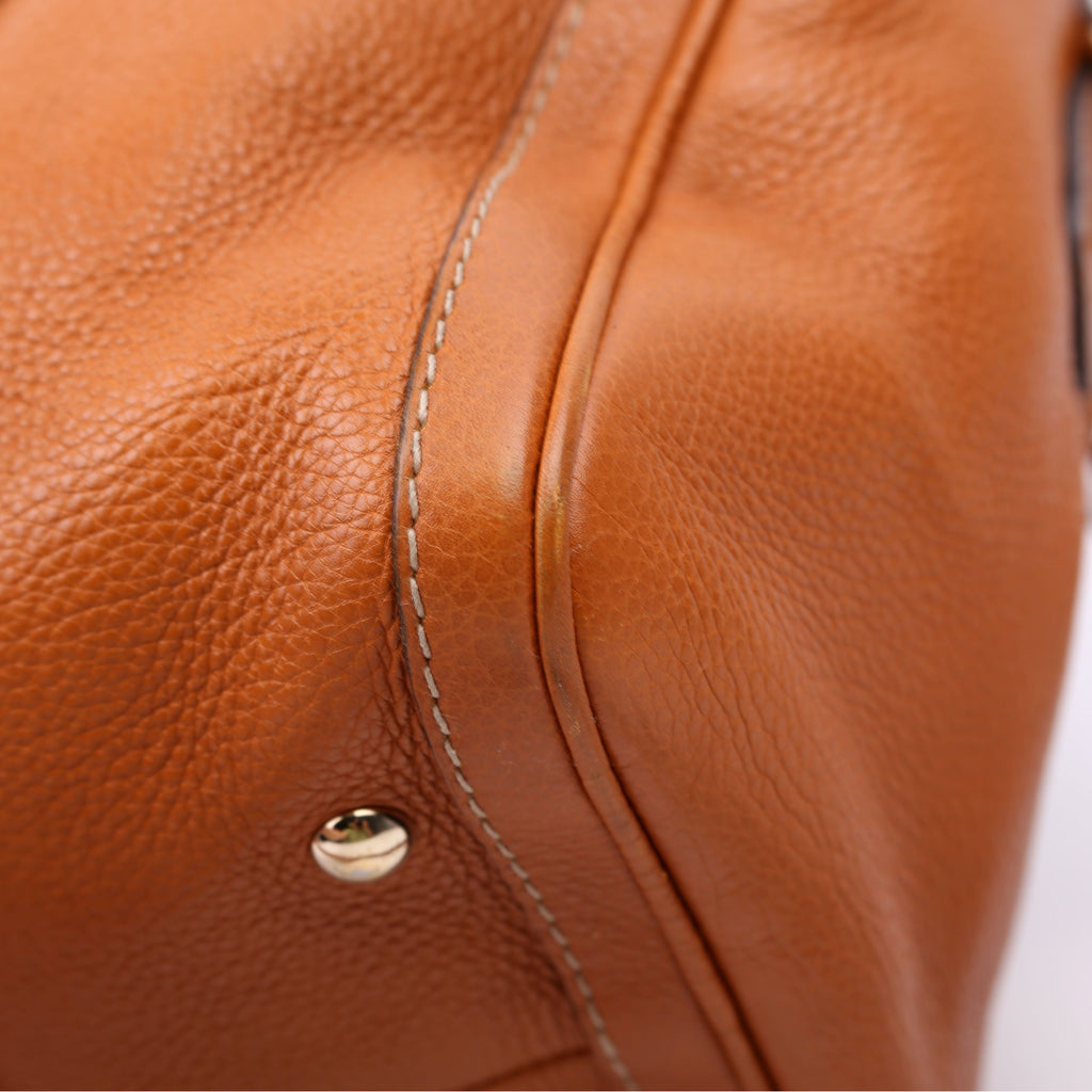 247205 Boston Bag Web Leather Brown