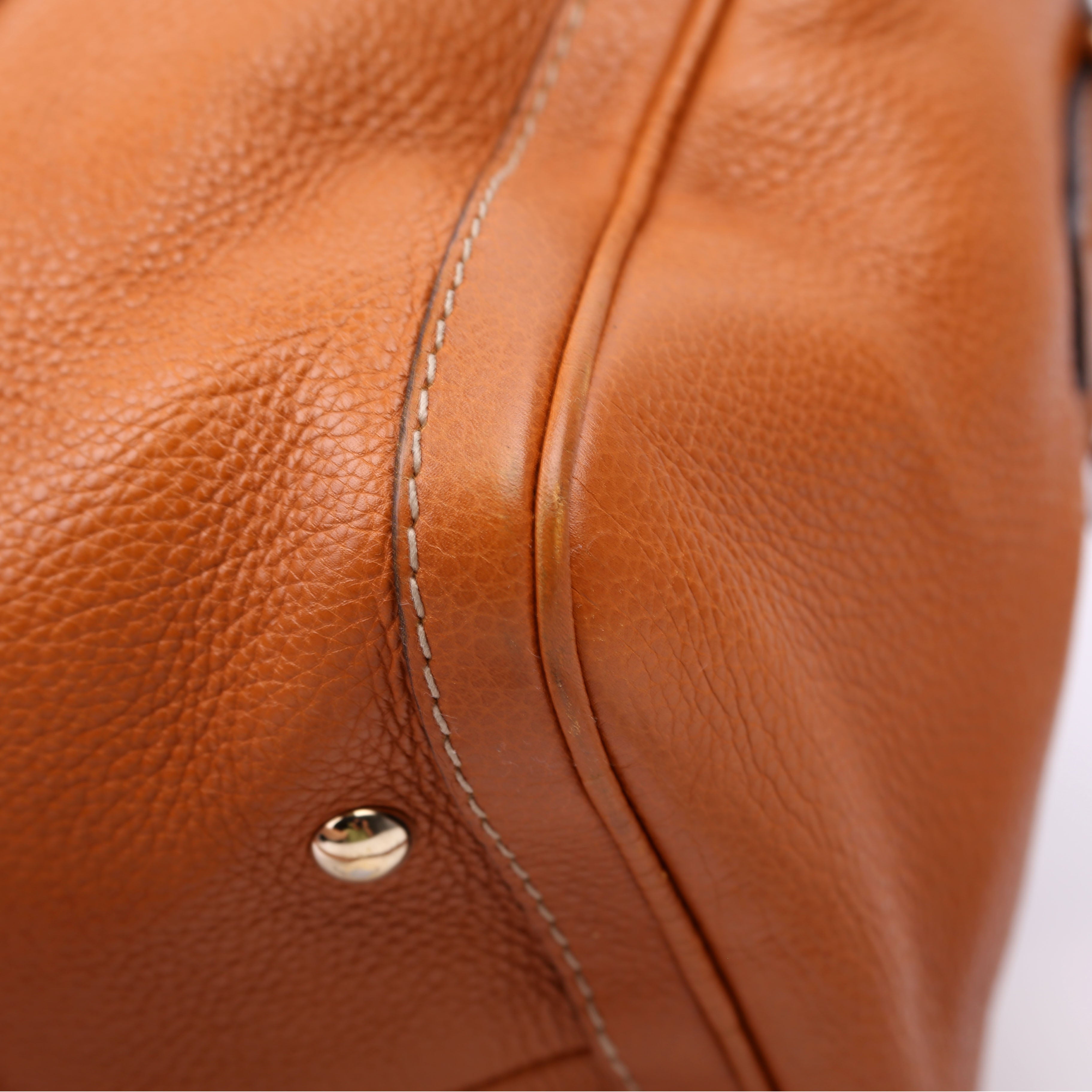 247205 Boston Bag Web Leather Brown