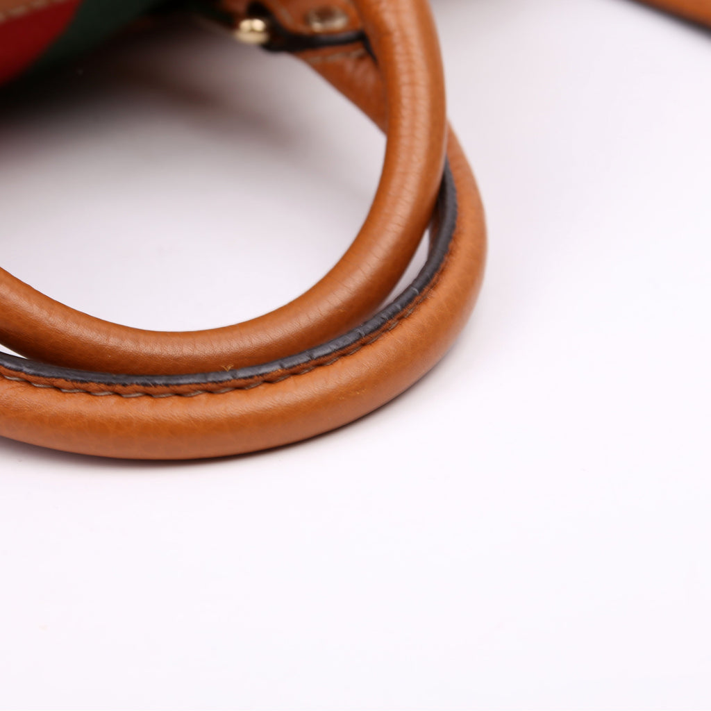 247205 Boston Bag Web Leather Brown