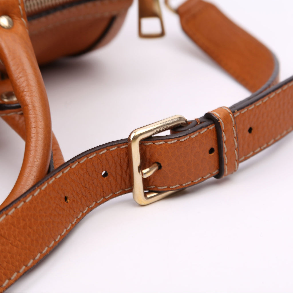 247205 Boston Bag Web Leather Brown