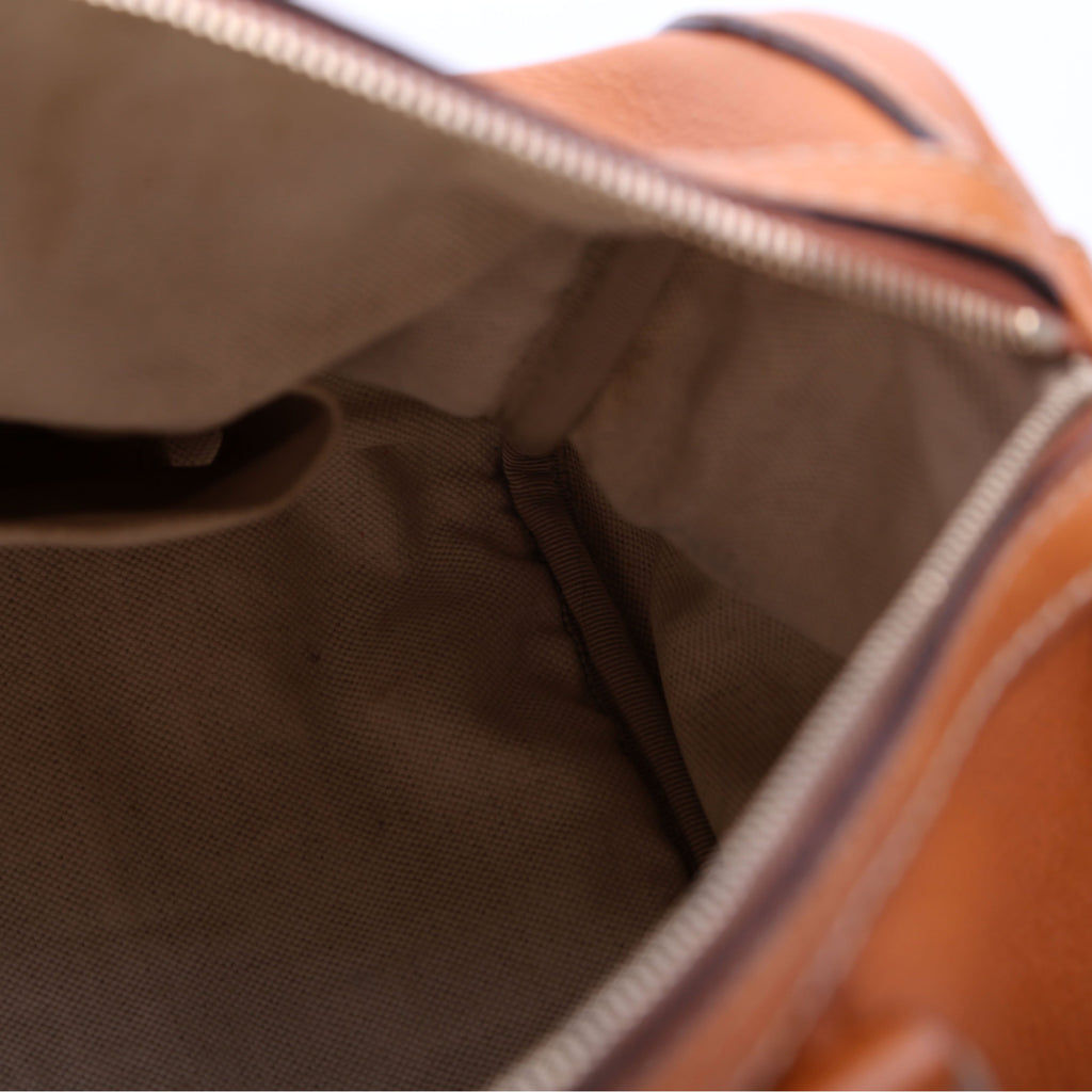 247205 Boston Bag Web Leather Brown
