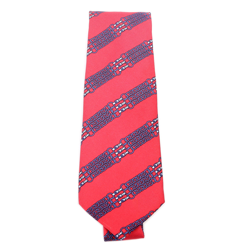 Printed Silk Tie Red/Blue
