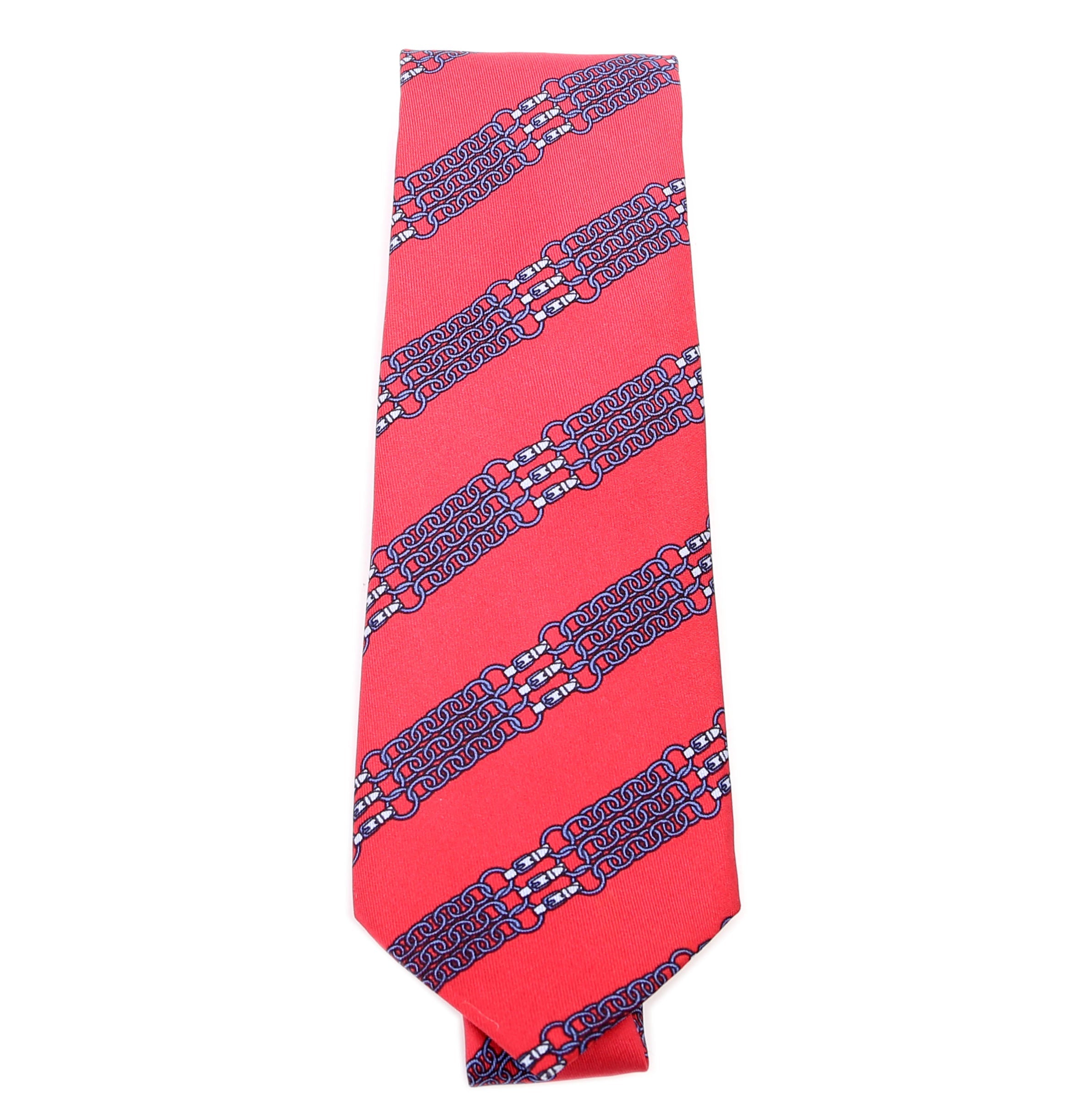 Printed Silk Tie Red/Blue