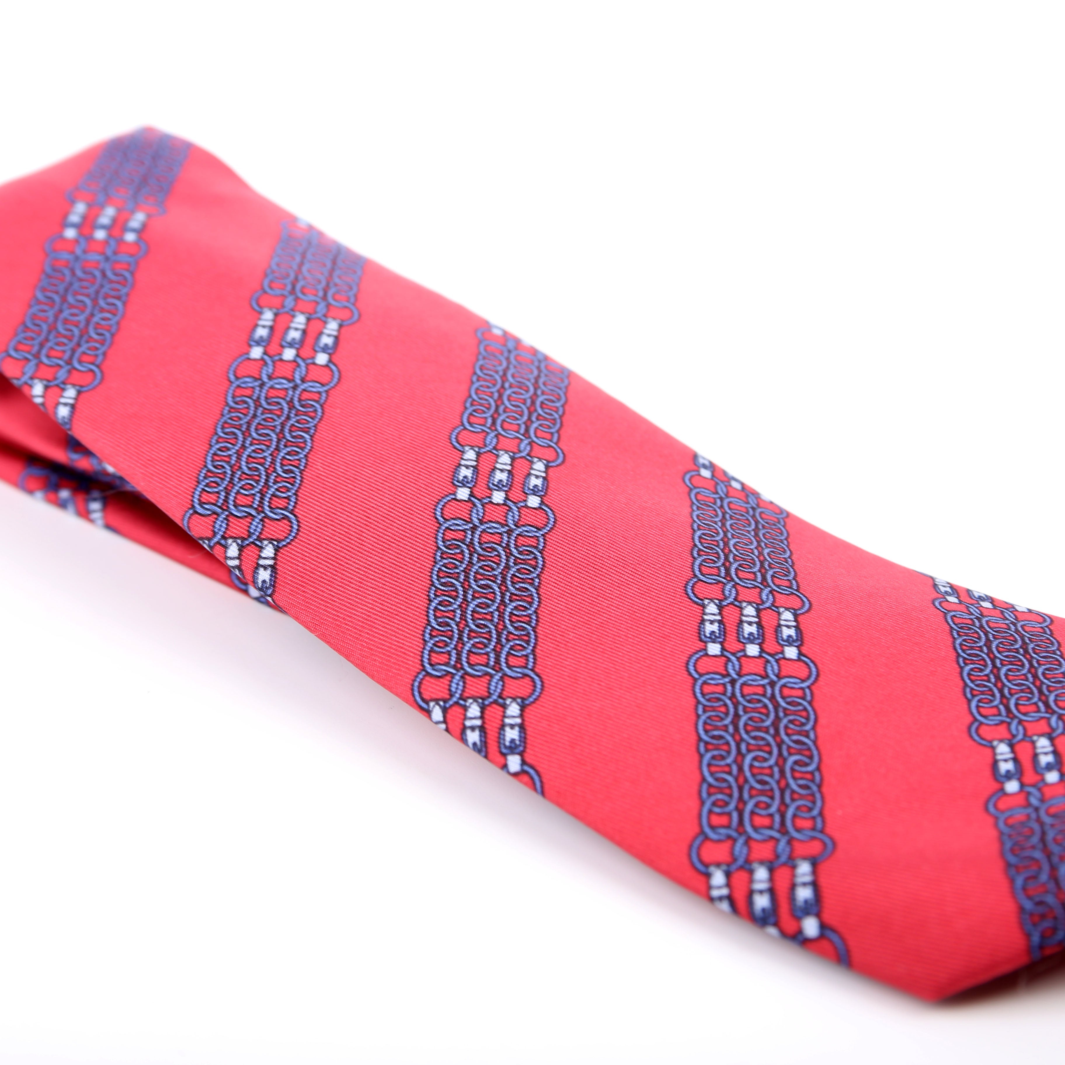 Printed Silk Tie Red/Blue