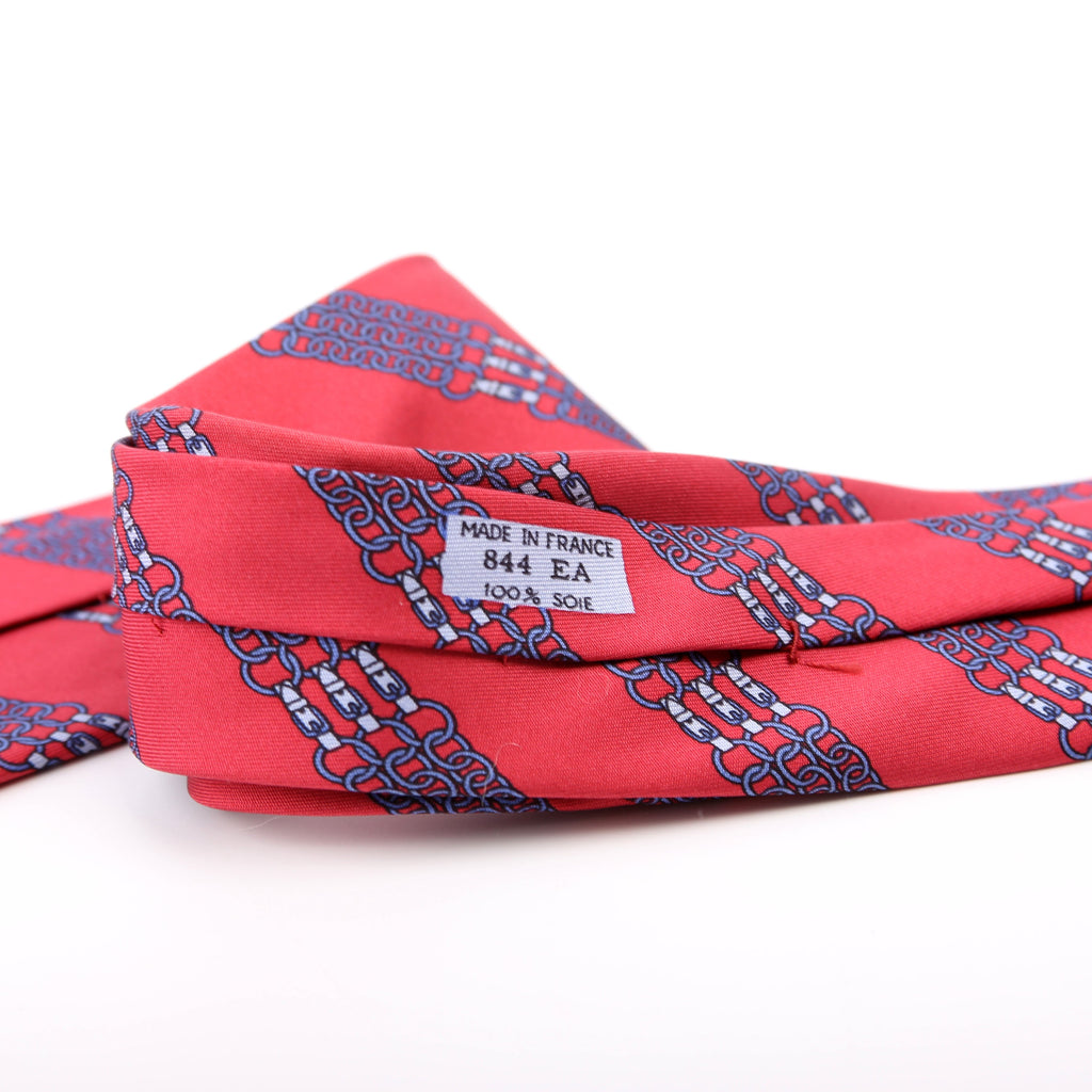 Printed Silk Tie Red/Blue