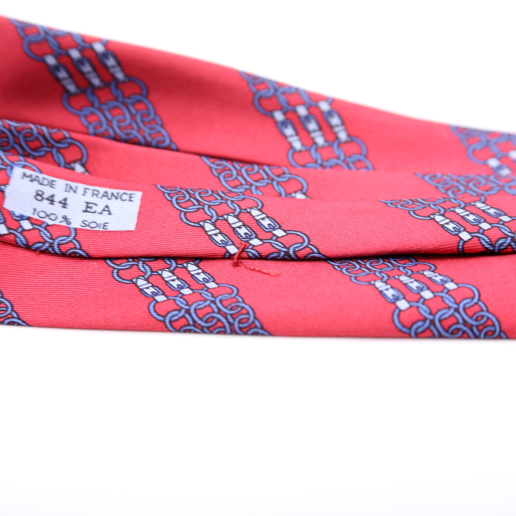 Printed Silk Tie Red/Blue