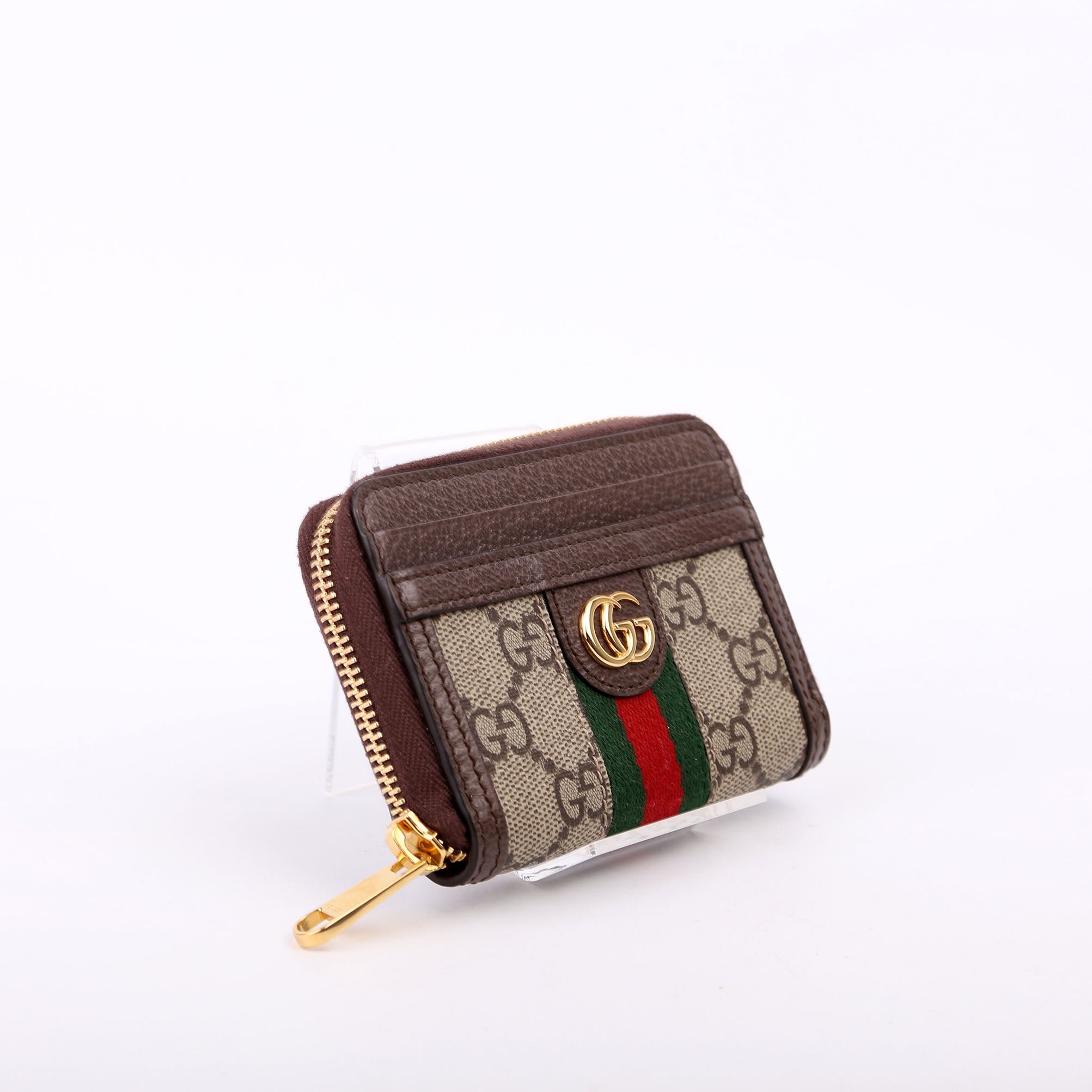 658552 GG Ophidia Zip Card Case Wallet Brown