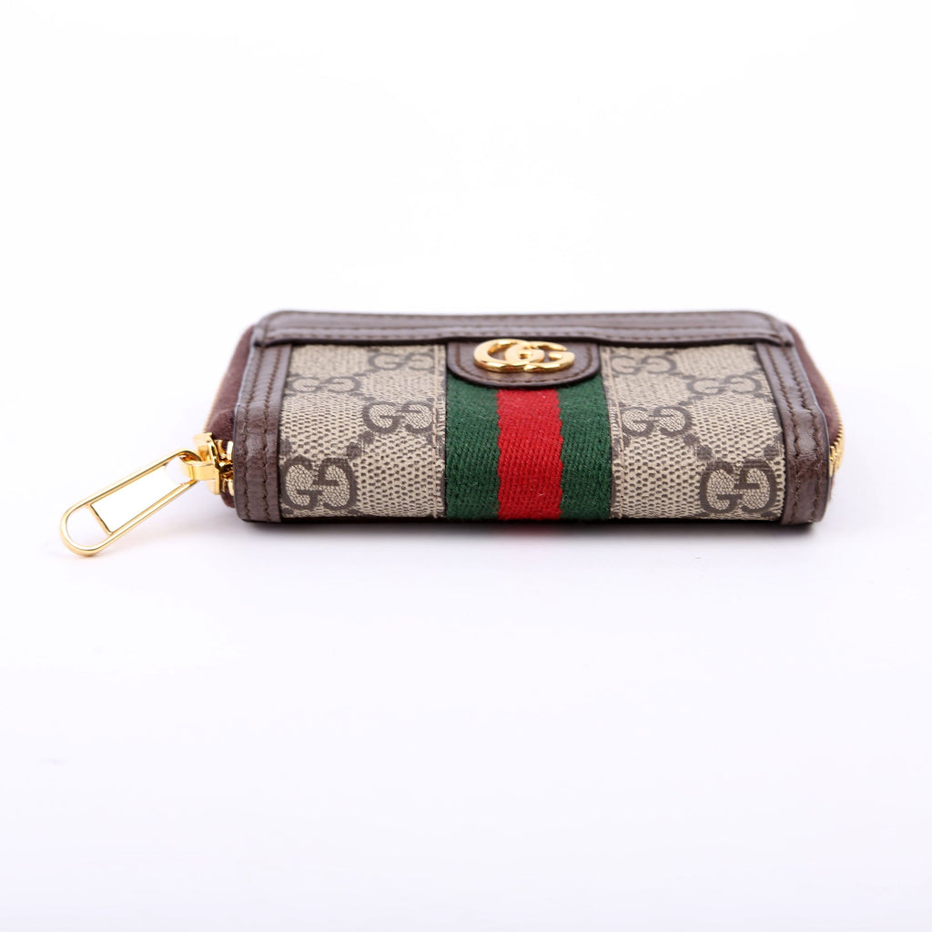 658552 GG Ophidia Zip Card Case Wallet Brown