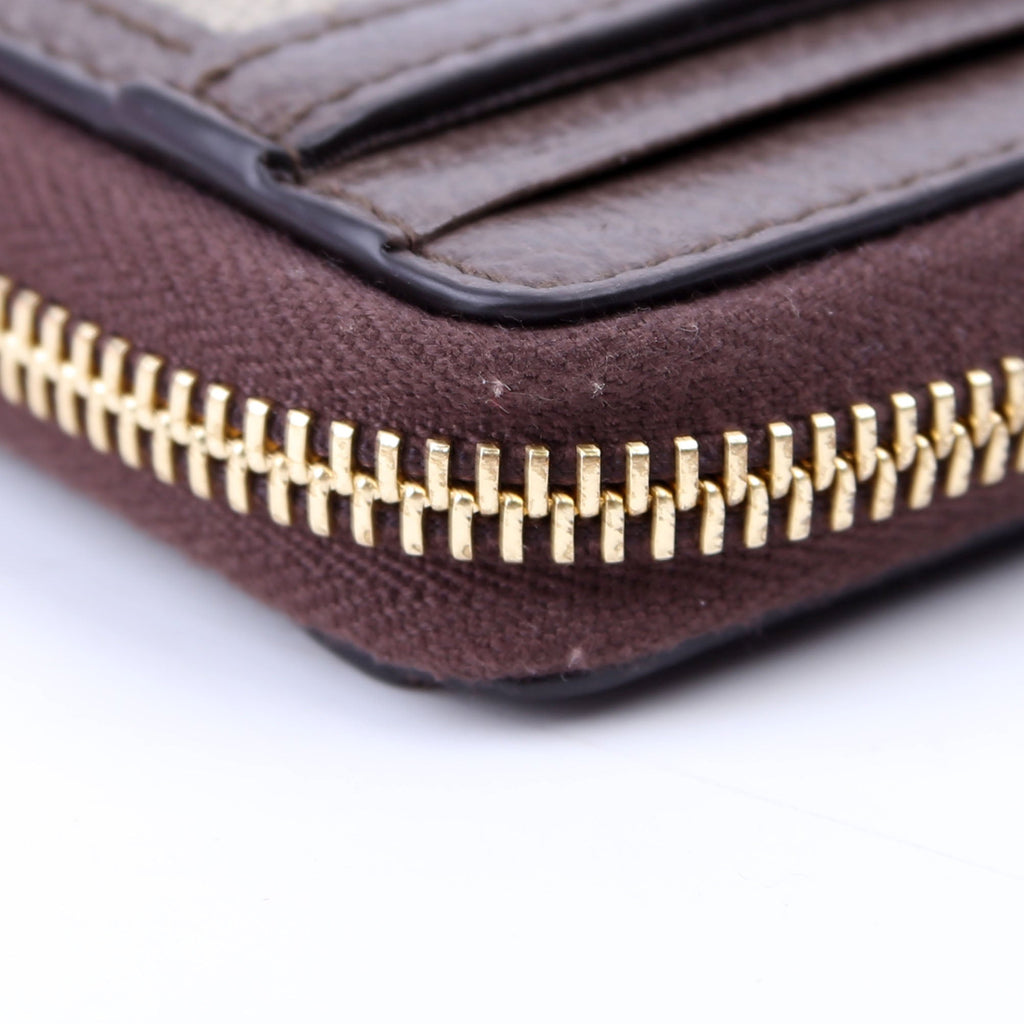 658552 GG Ophidia Zip Card Case Wallet Brown