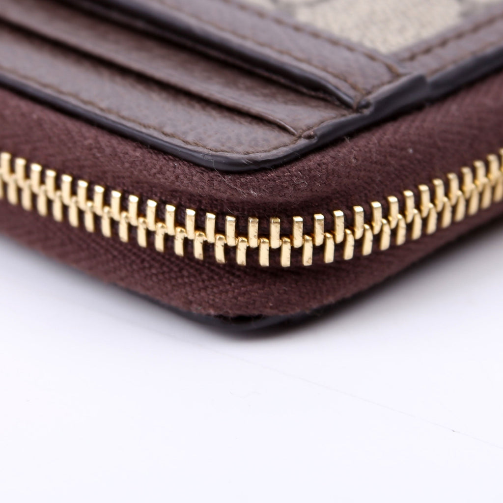 658552 GG Ophidia Zip Card Case Wallet Brown