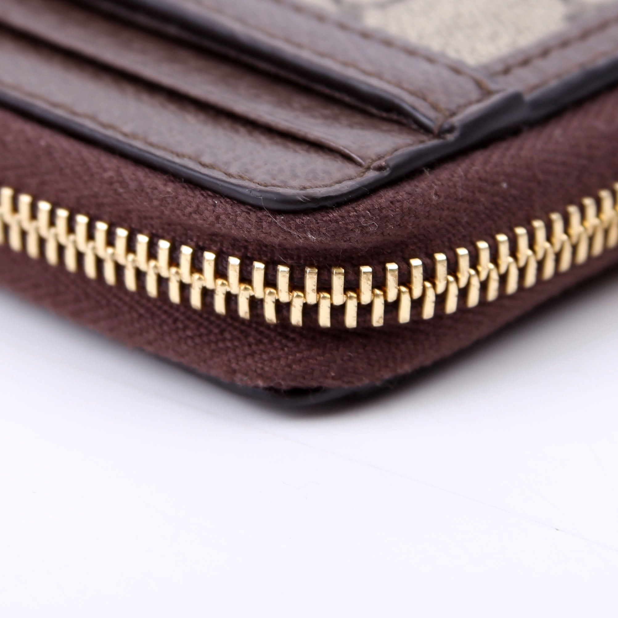 658552 GG Ophidia Zip Card Case Wallet Brown