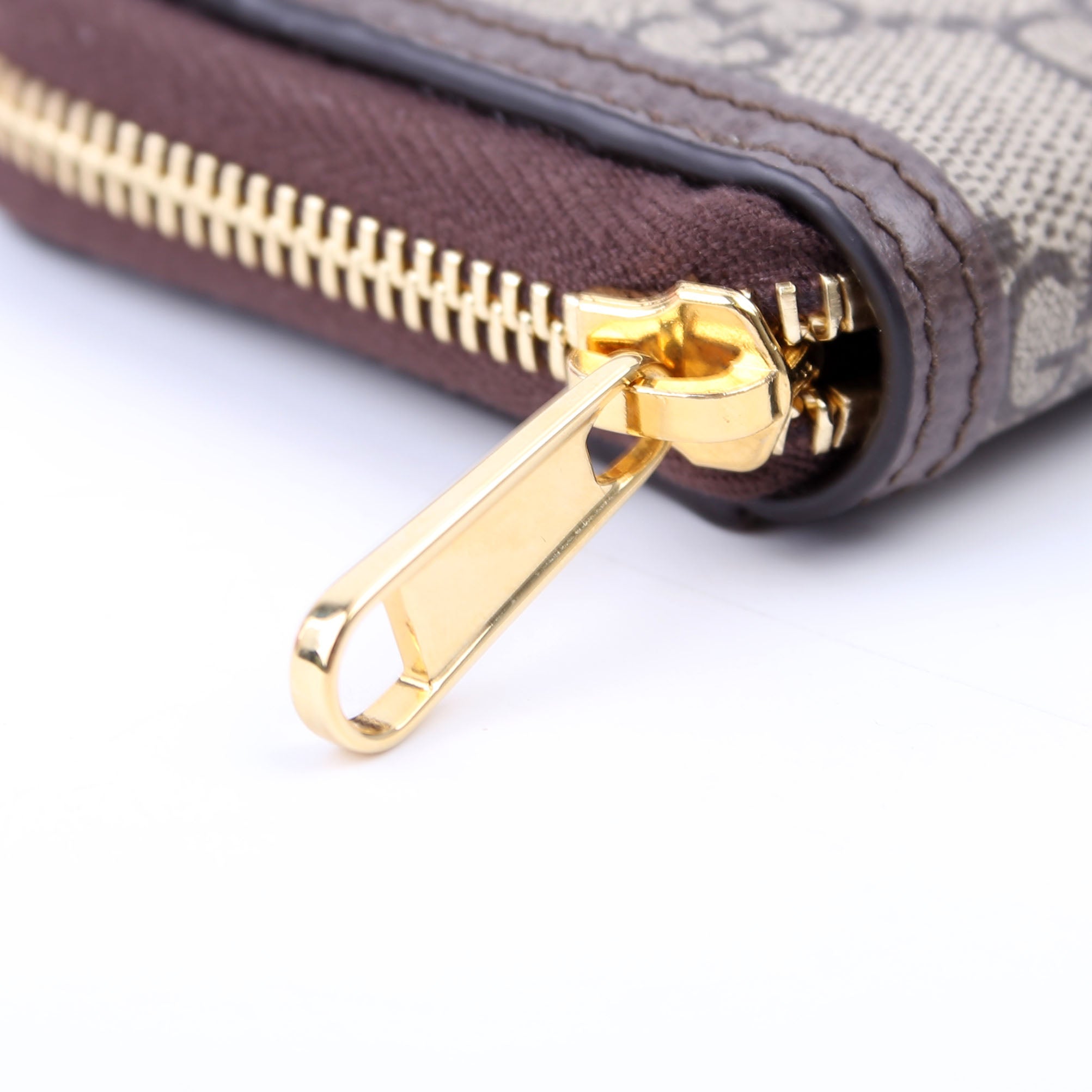 658552 GG Ophidia Zip Card Case Wallet Brown