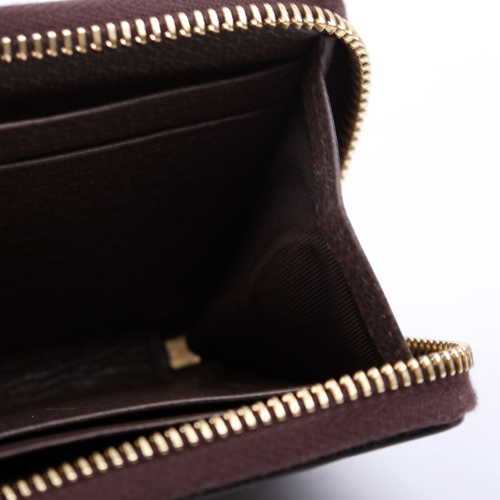 658552 GG Ophidia Zip Card Case Wallet Brown