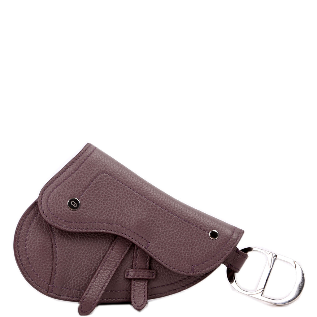 Saddle Key Pouch Grained Calfskin Purple