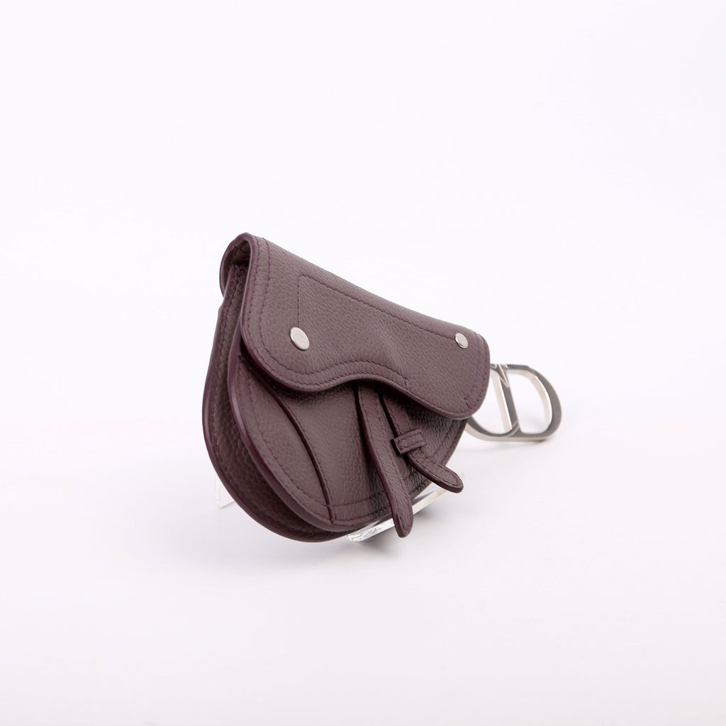 Saddle Key Pouch Grained Calfskin Purple