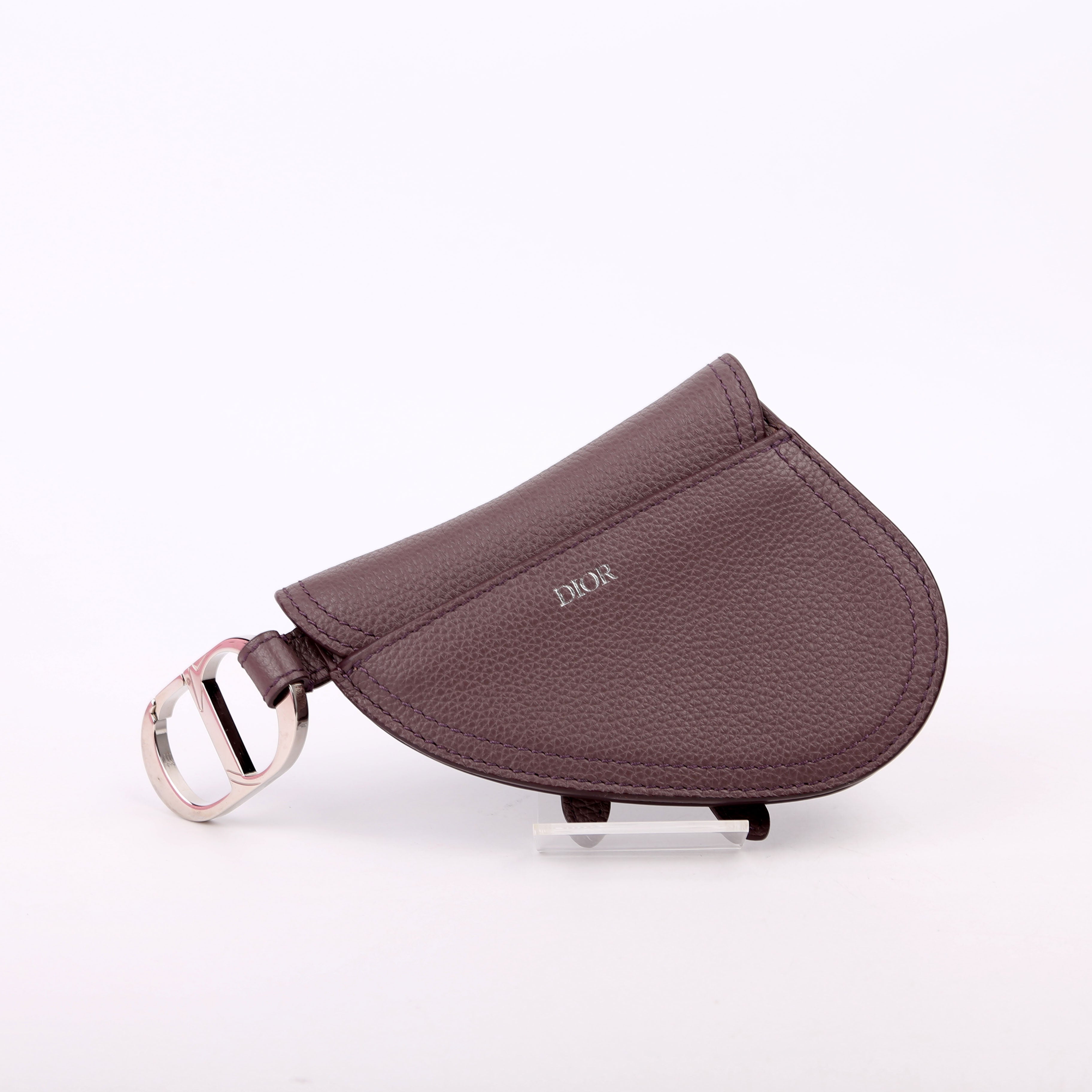 Saddle Key Pouch Grained Calfskin Purple
