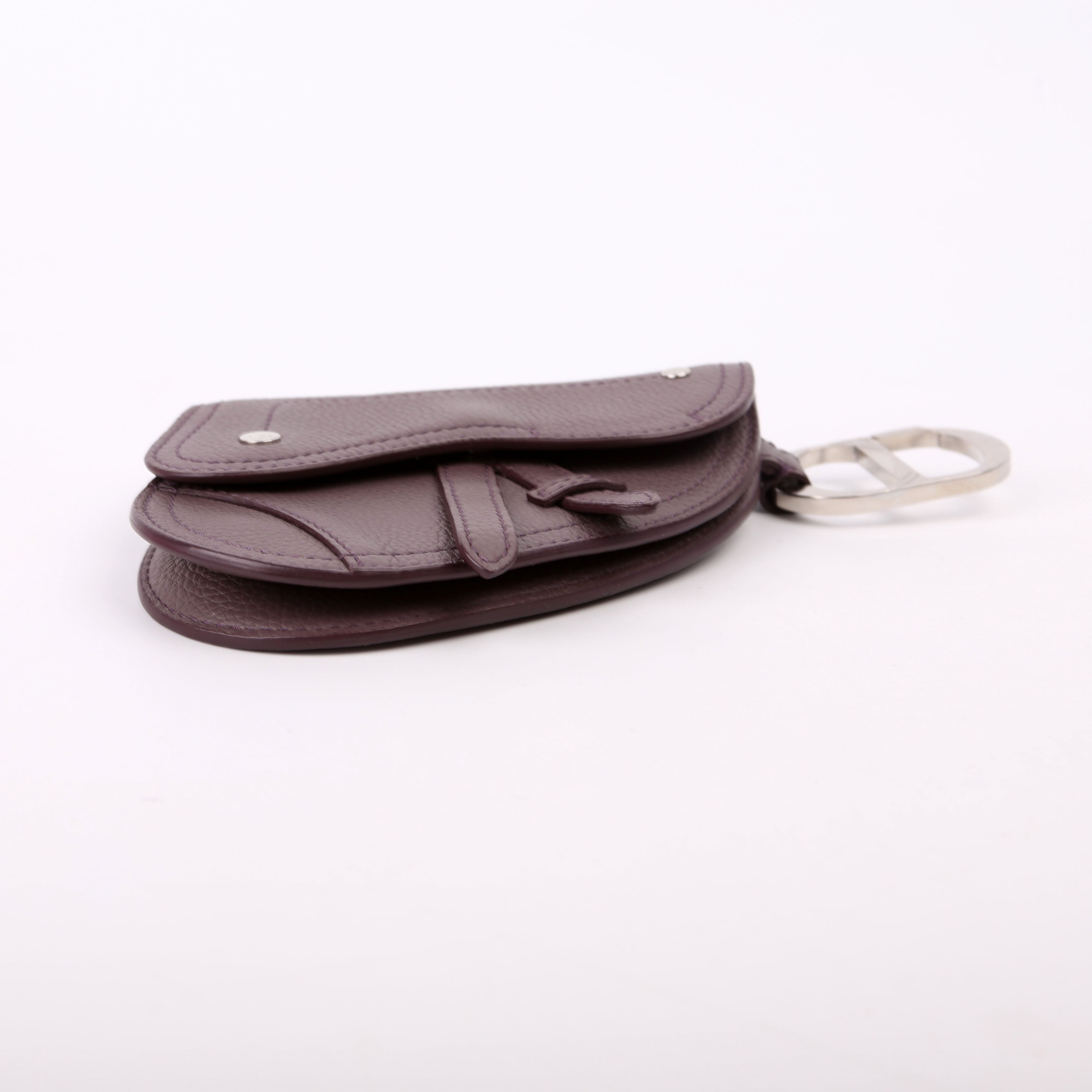 Saddle Key Pouch Grained Calfskin Purple