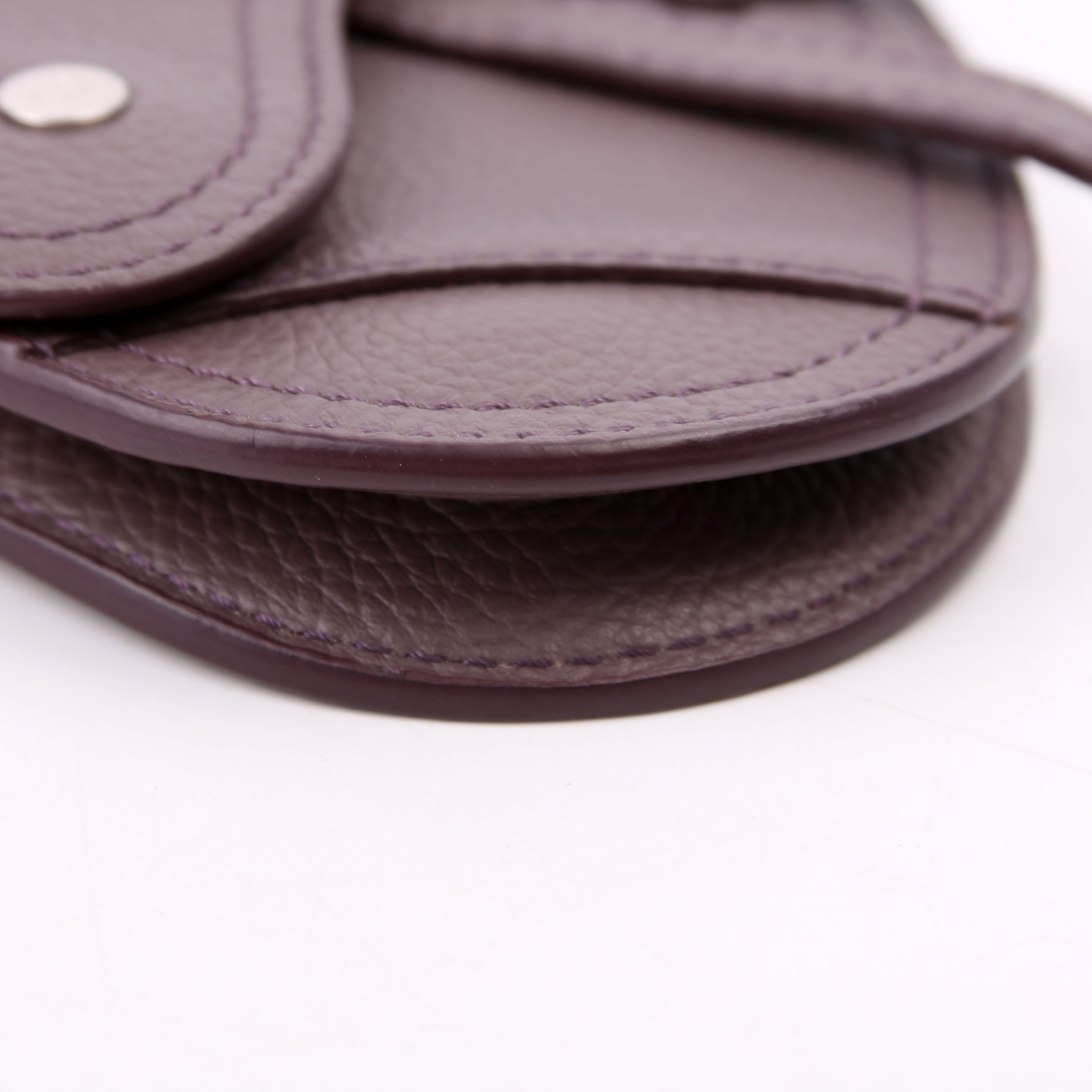 Saddle Key Pouch Grained Calfskin Purple