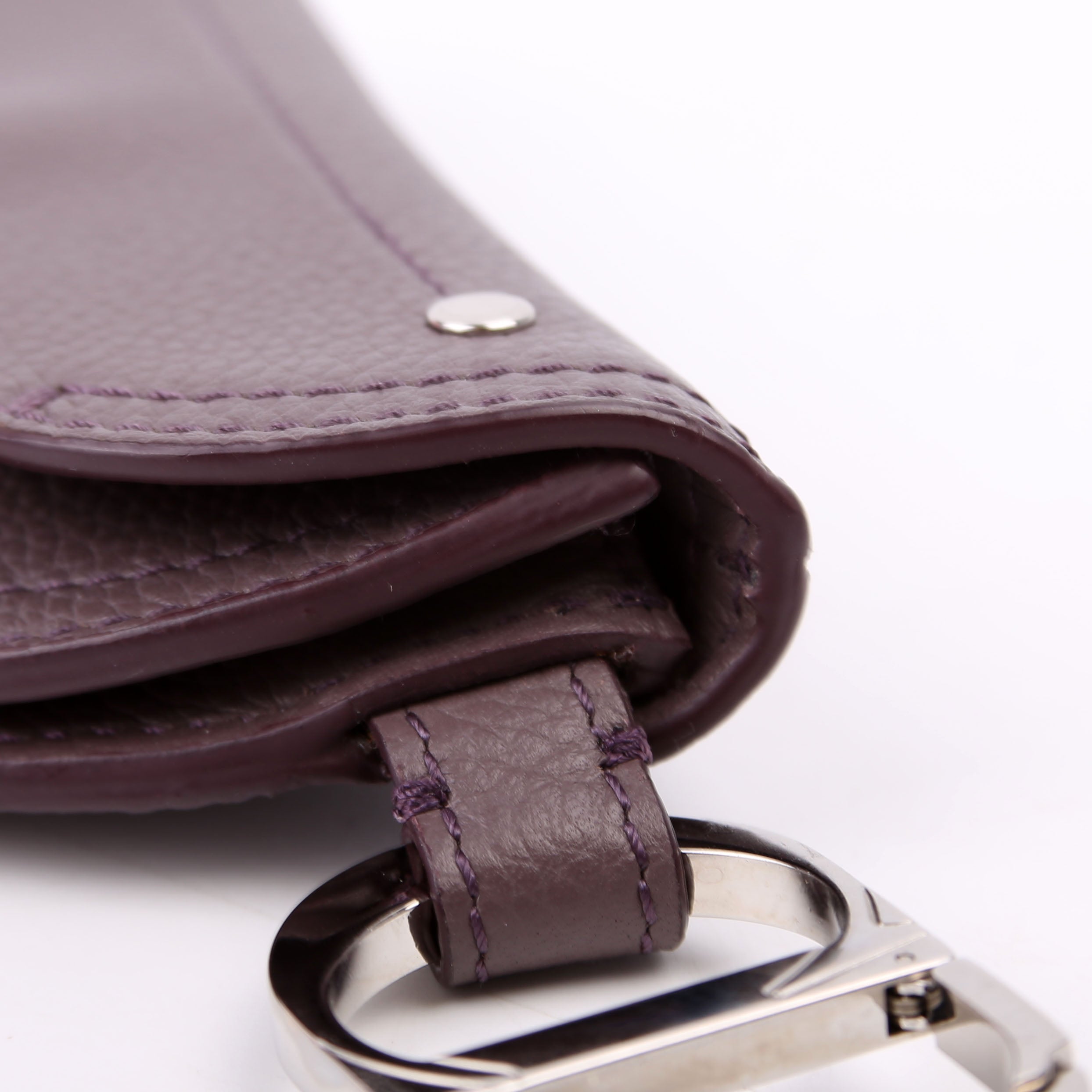 Saddle Key Pouch Grained Calfskin Purple