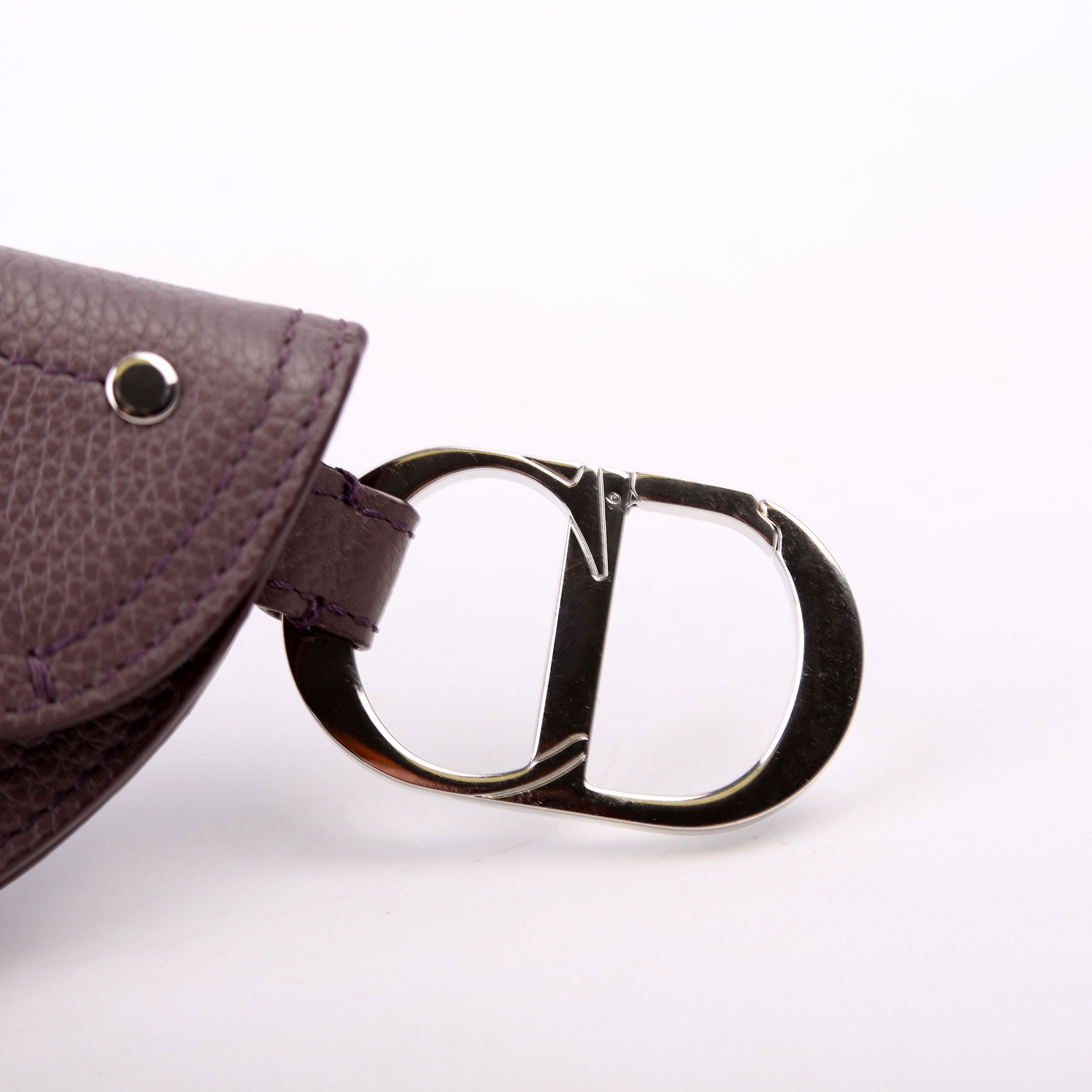 Saddle Key Pouch Grained Calfskin Purple