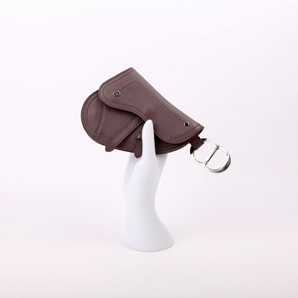 Saddle Key Pouch Grained Calfskin Purple