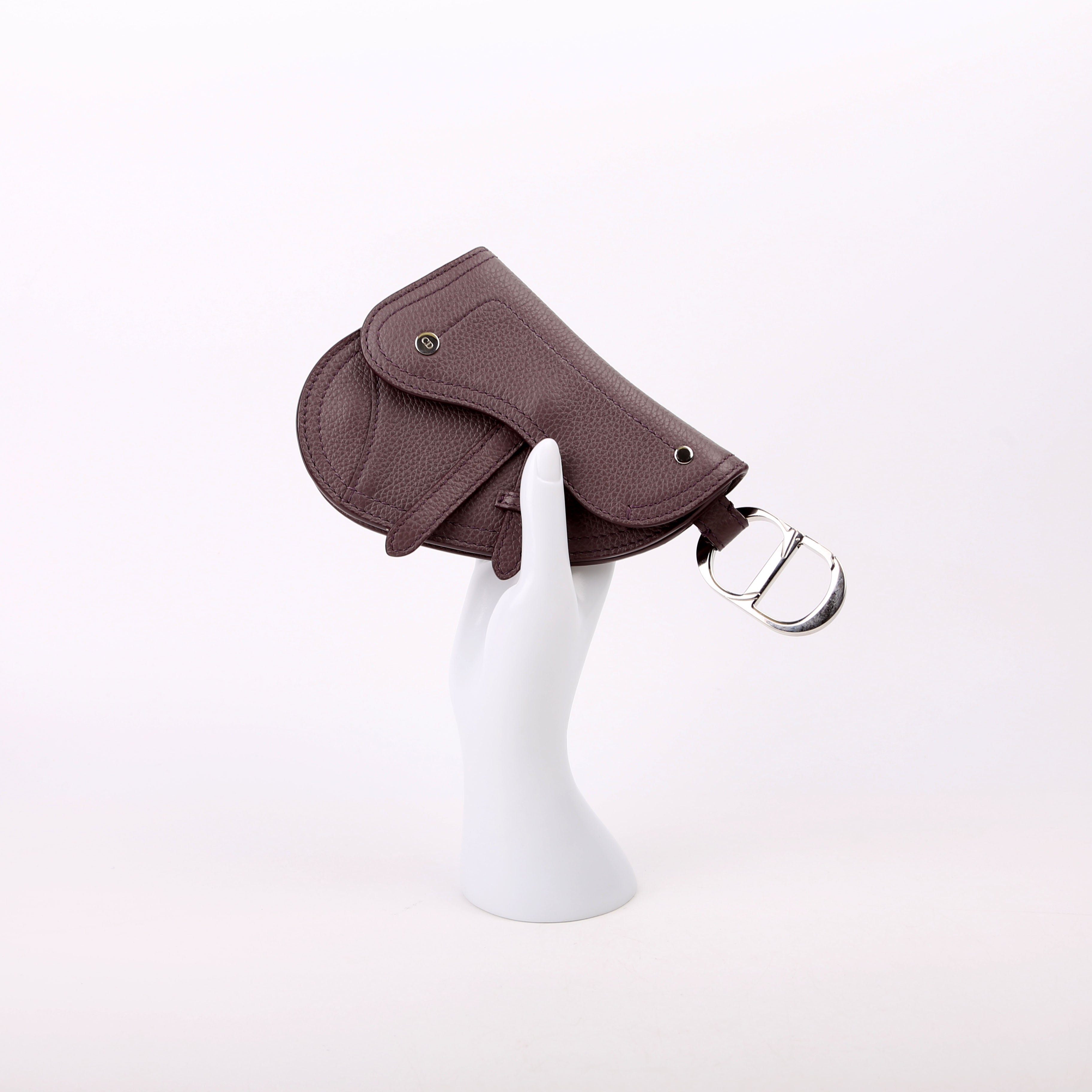 Saddle Key Pouch Grained Calfskin Purple