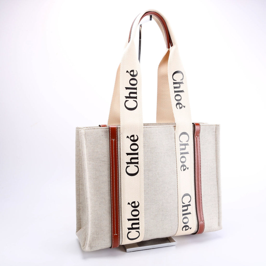 Woody Ribbon Tote Medium Beige/Brown
