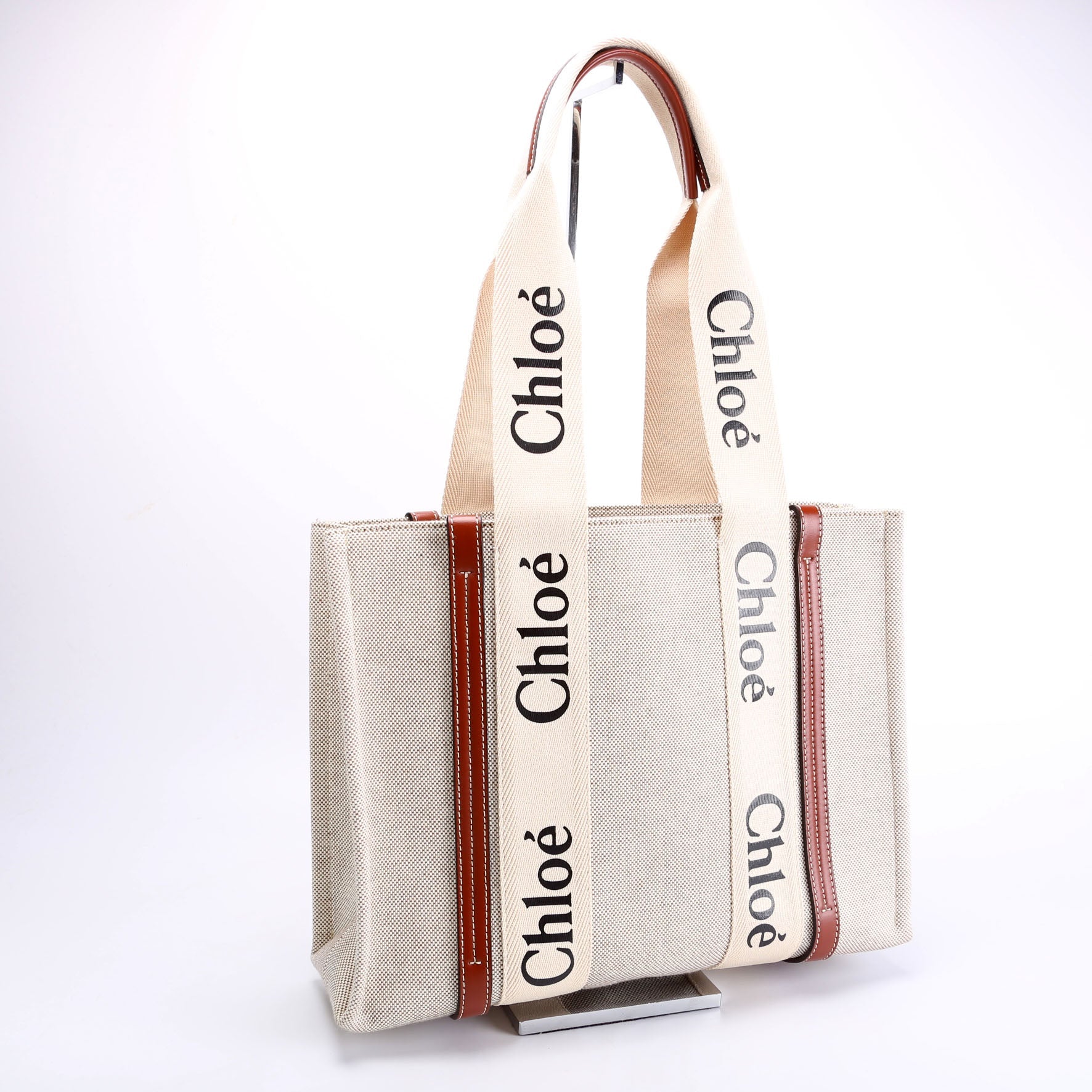 Woody Ribbon Tote Medium Beige/Brown