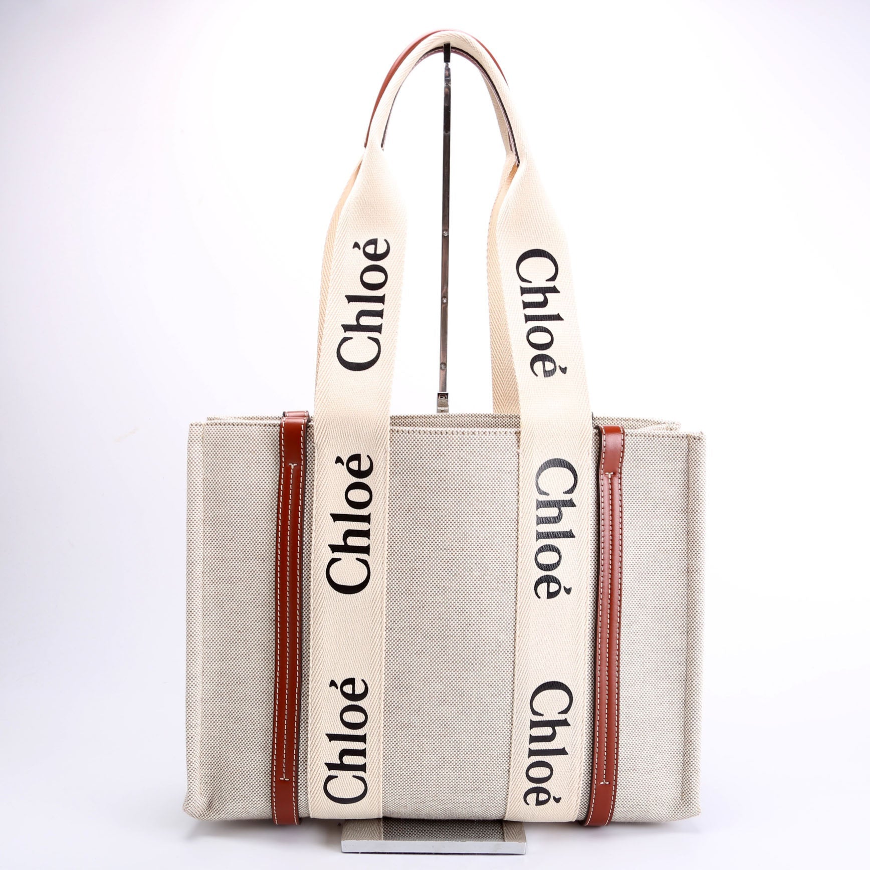 Woody Ribbon Tote Medium Beige/Brown