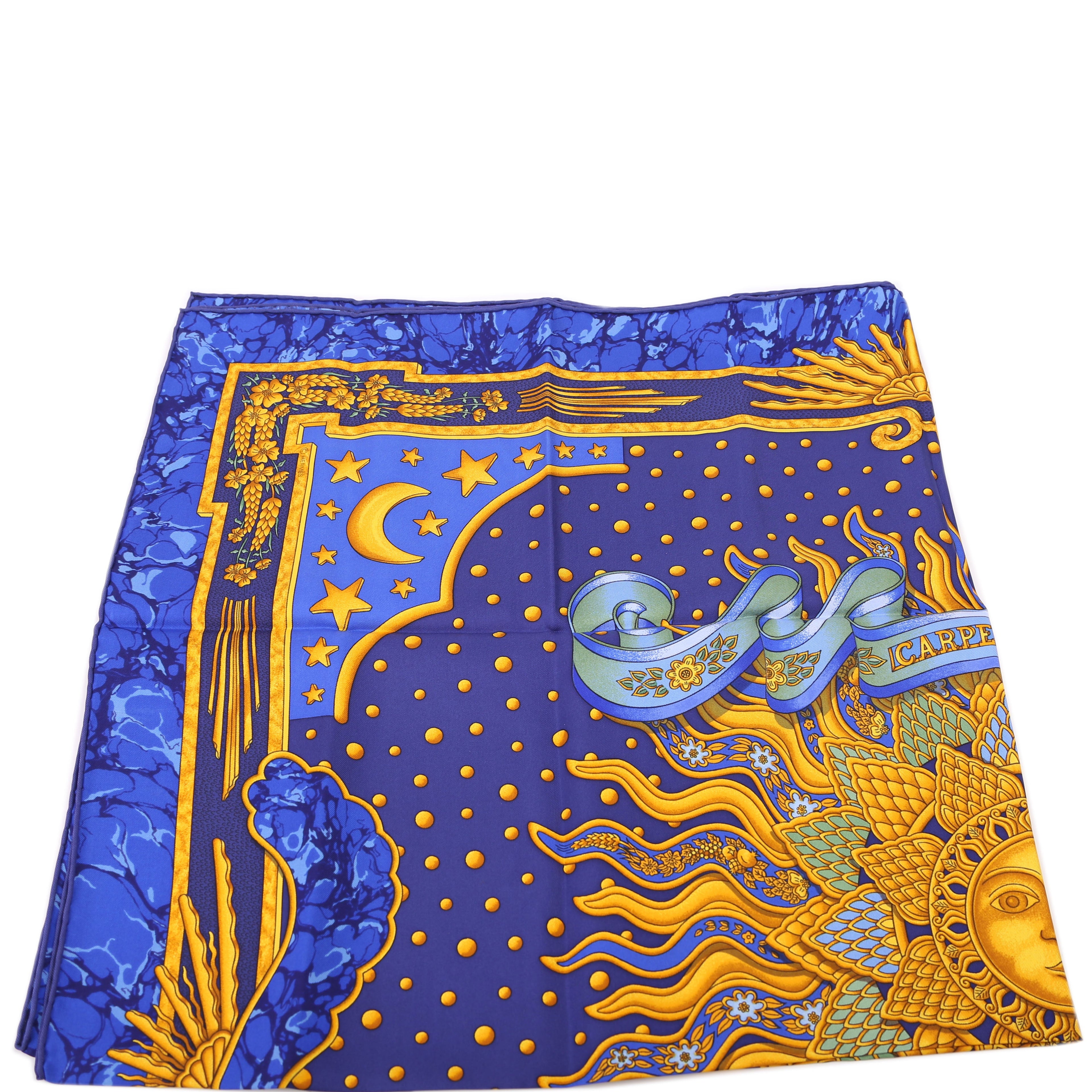 Carpe Diem Silk Scarf Blue