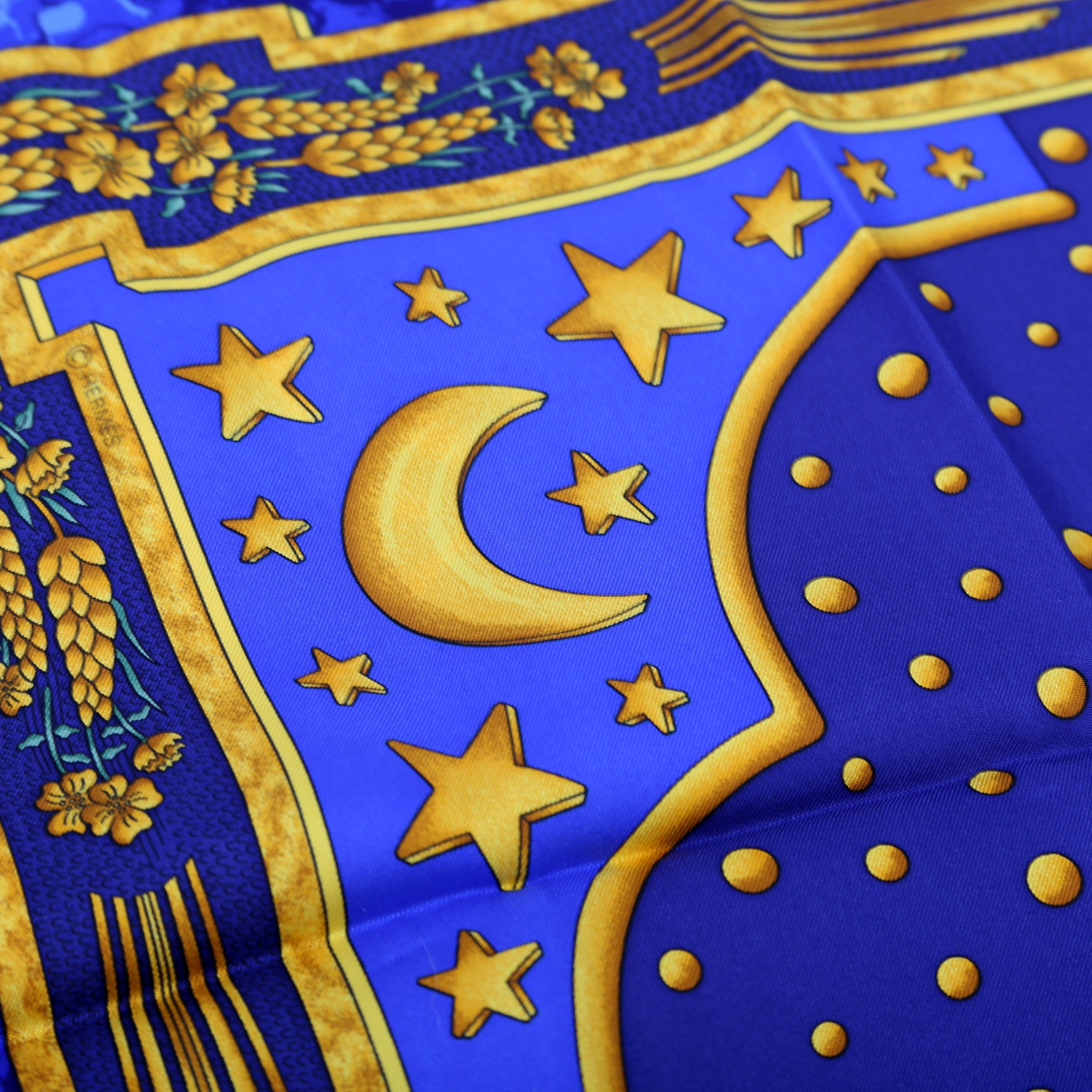 Carpe Diem Silk Scarf Blue