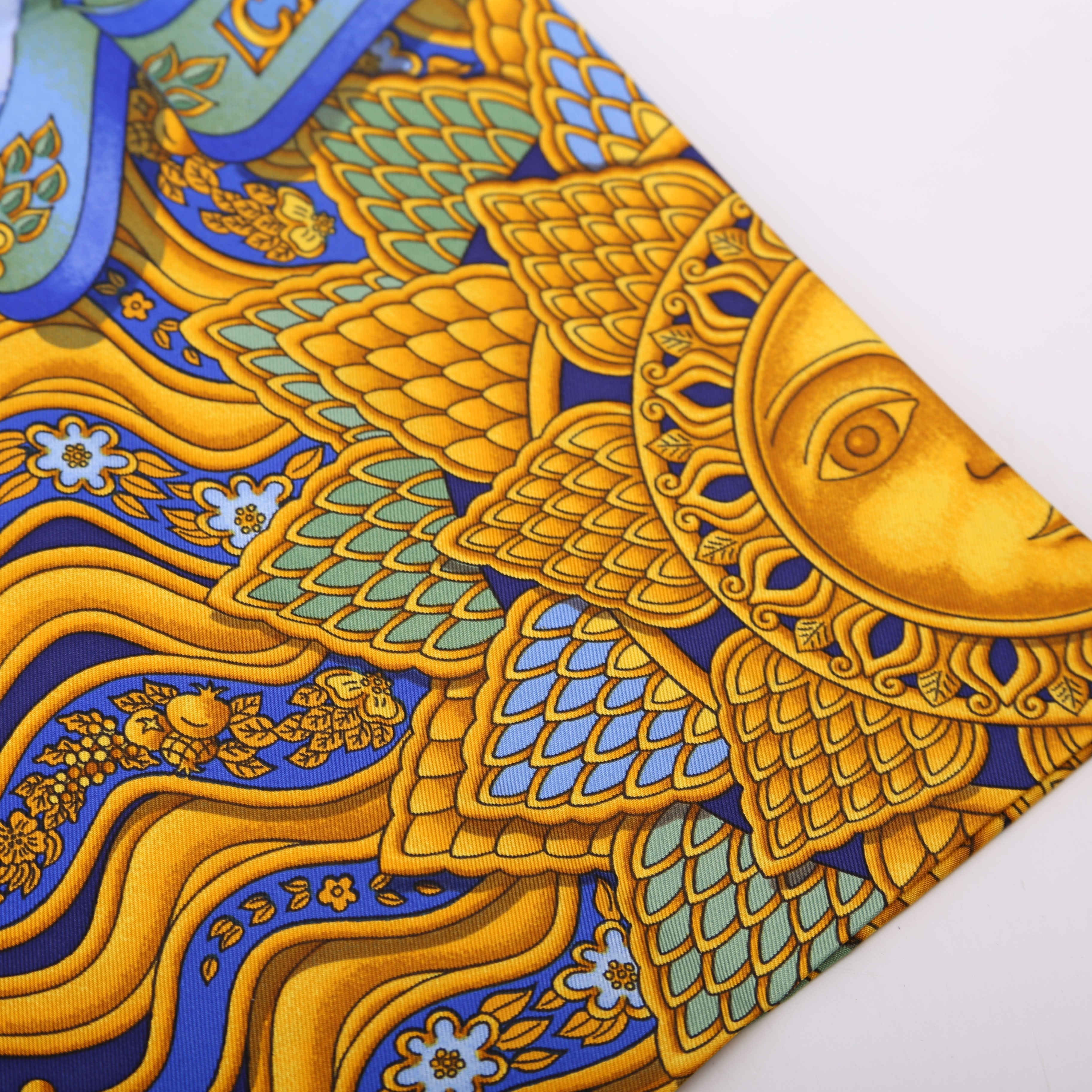 Carpe Diem Silk Scarf Blue