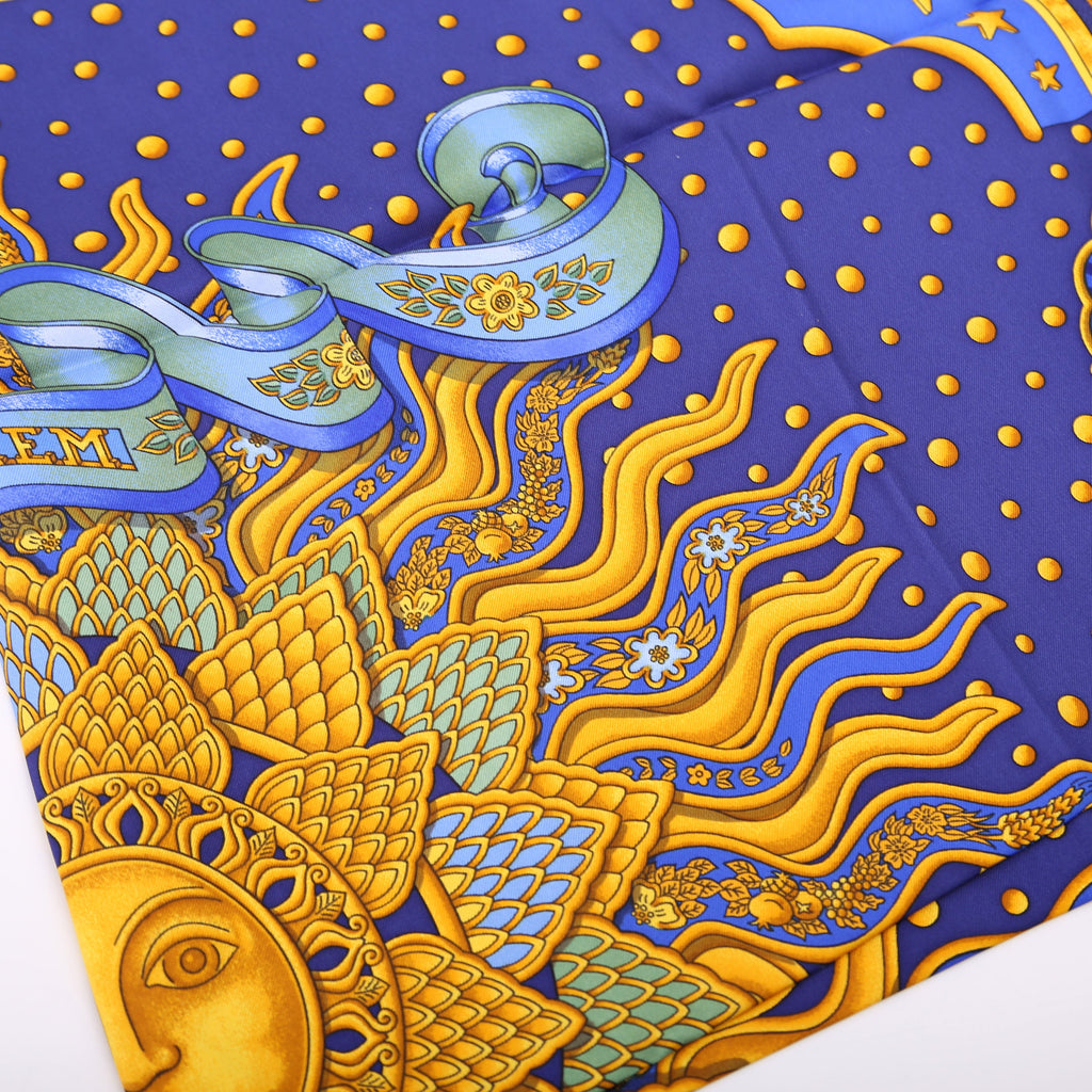 Carpe Diem Silk Scarf Blue