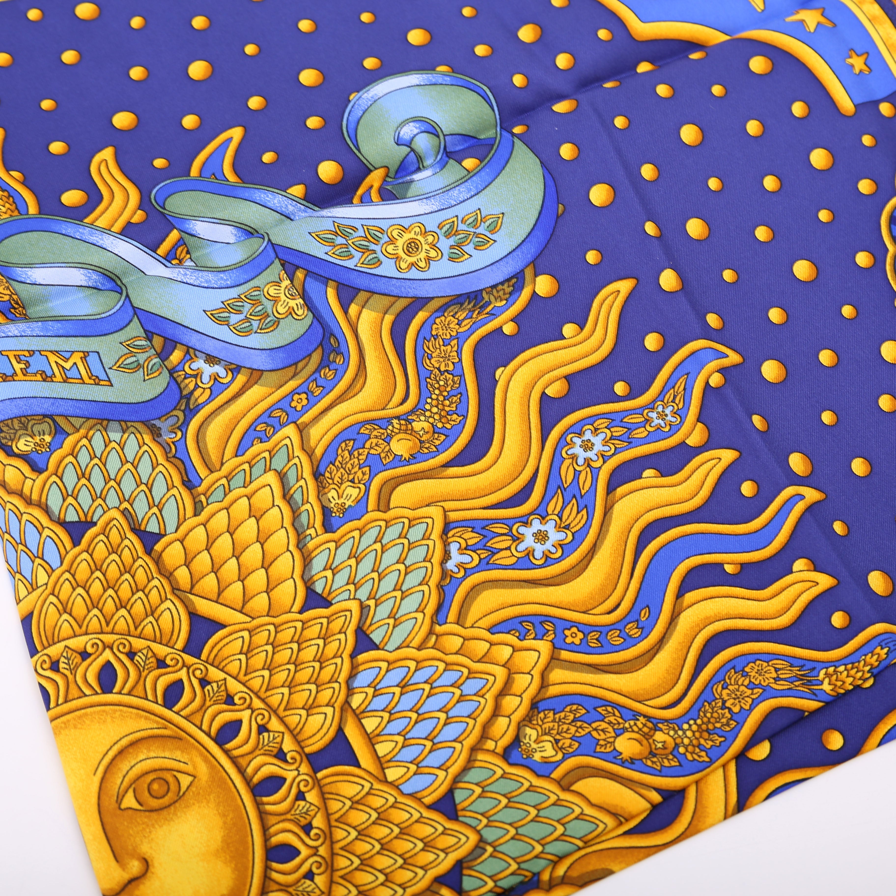 Carpe Diem Silk Scarf Blue