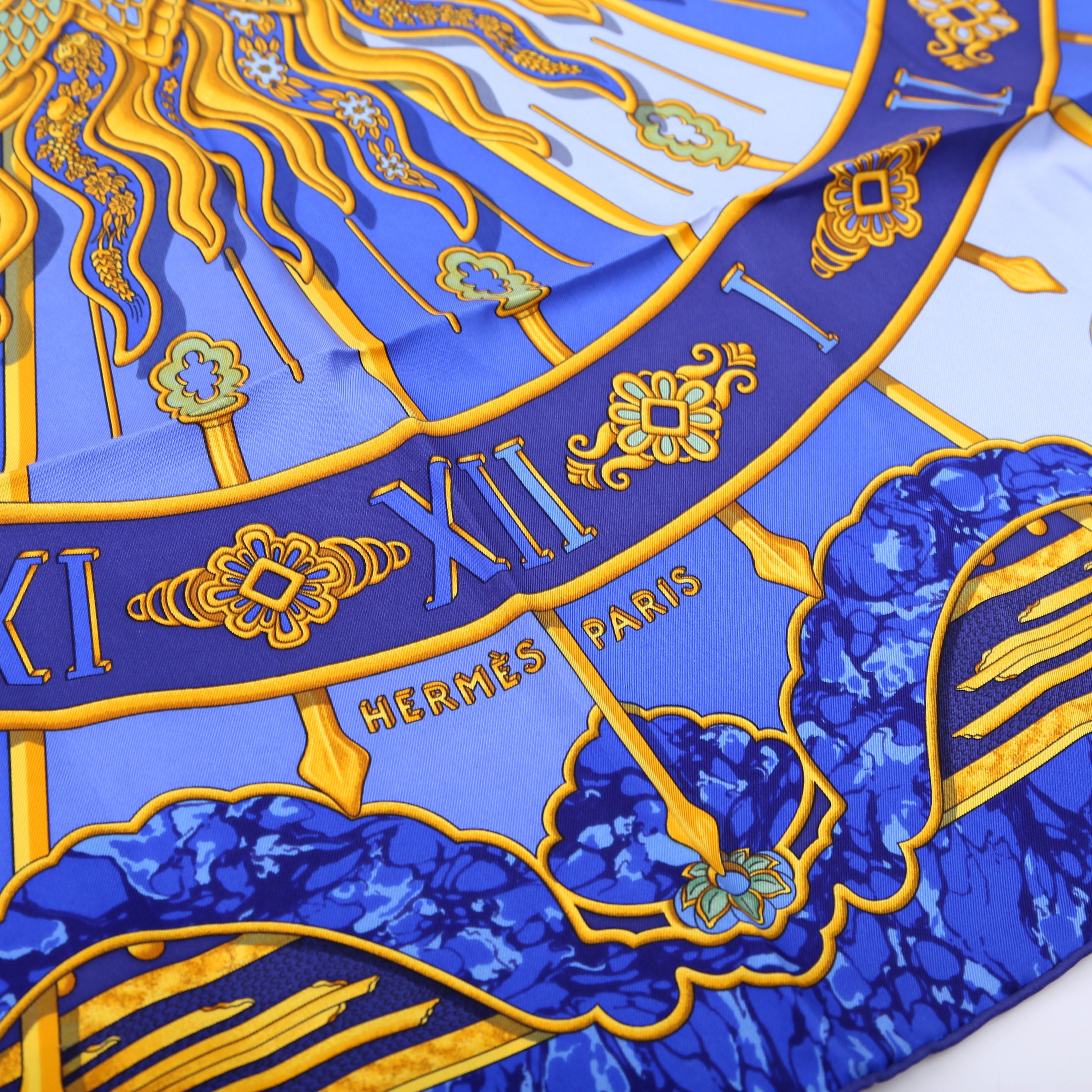 Carpe Diem Silk Scarf Blue