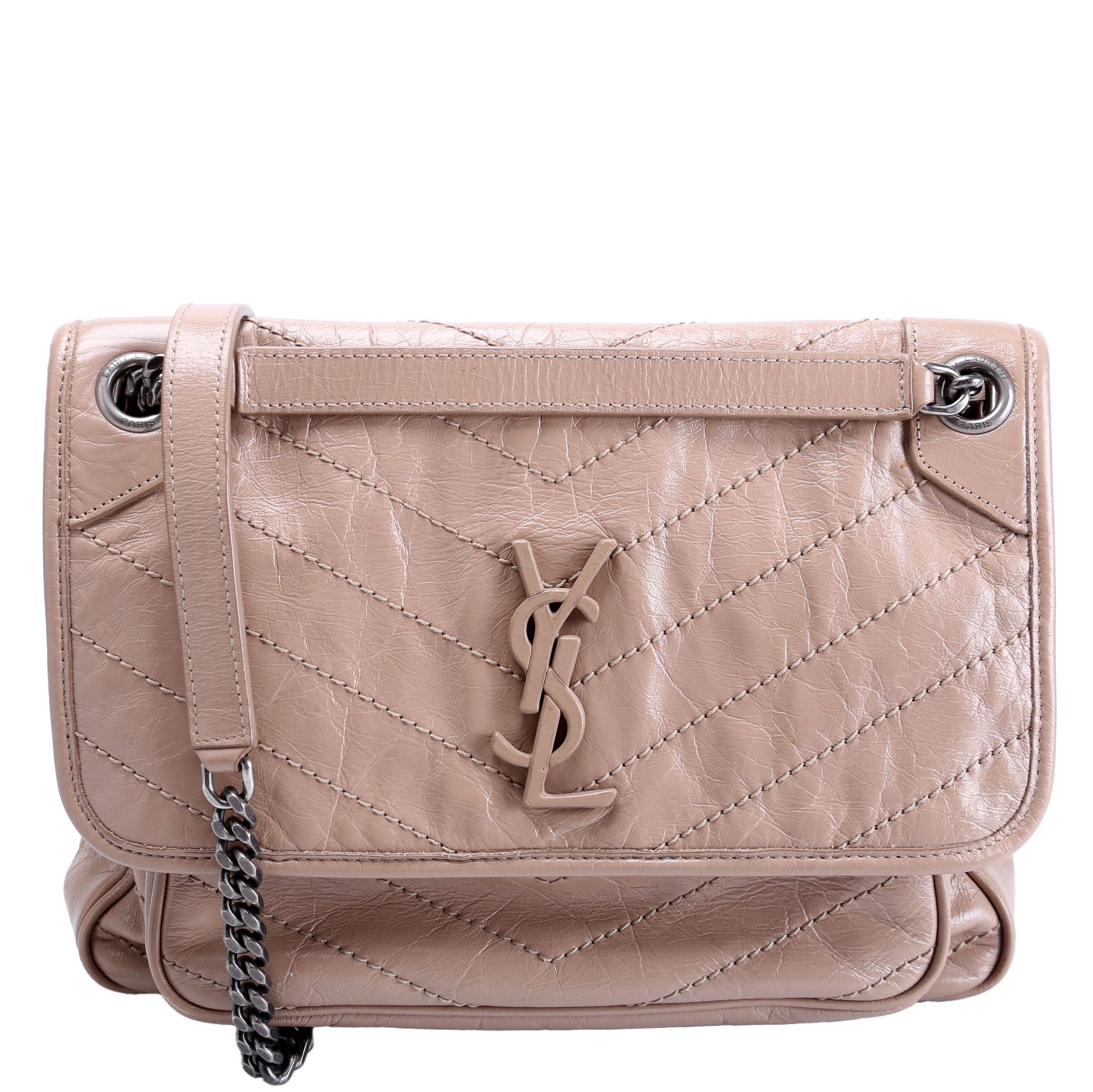 SAINT LAURENT Niki Medium Crinkle Leather 633158 Tan