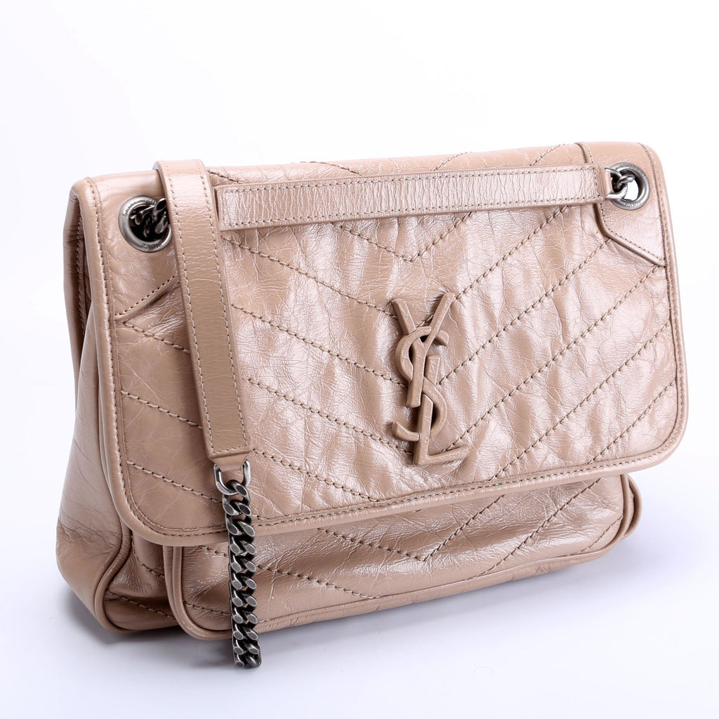 SAINT LAURENT Niki Medium Crinkle Leather 633158 Tan