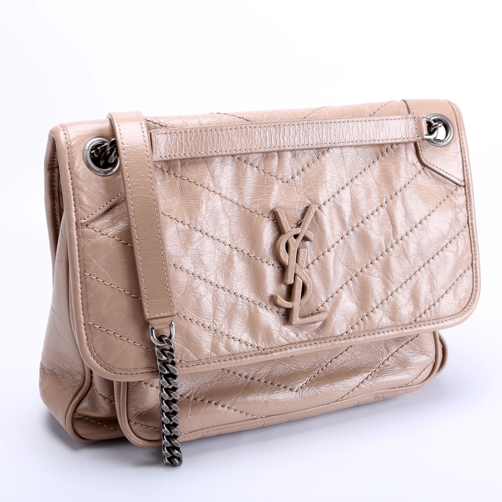 SAINT LAURENT Niki Medium Crinkle Leather 633158 Tan