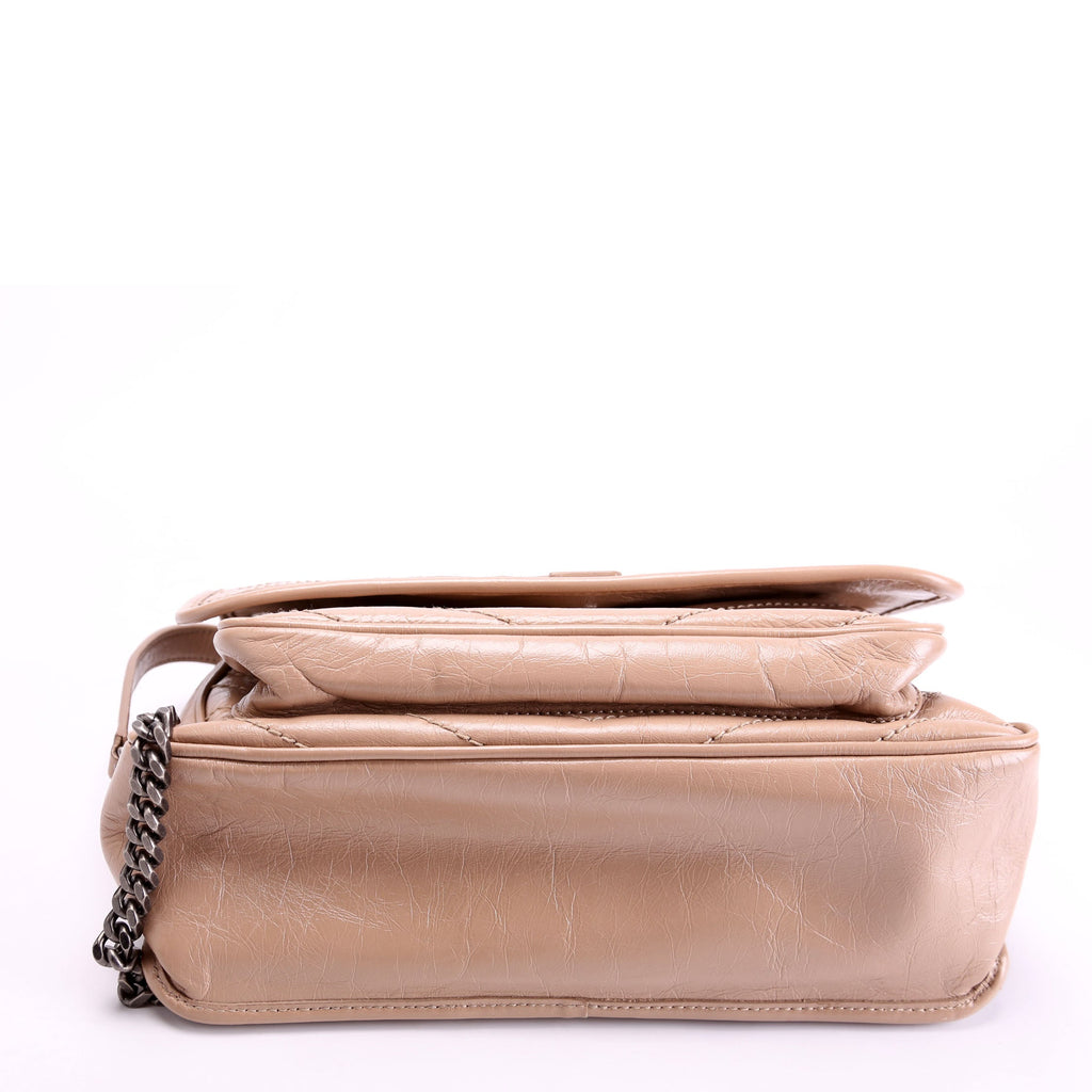 SAINT LAURENT Niki Medium Crinkle Leather 633158 Tan